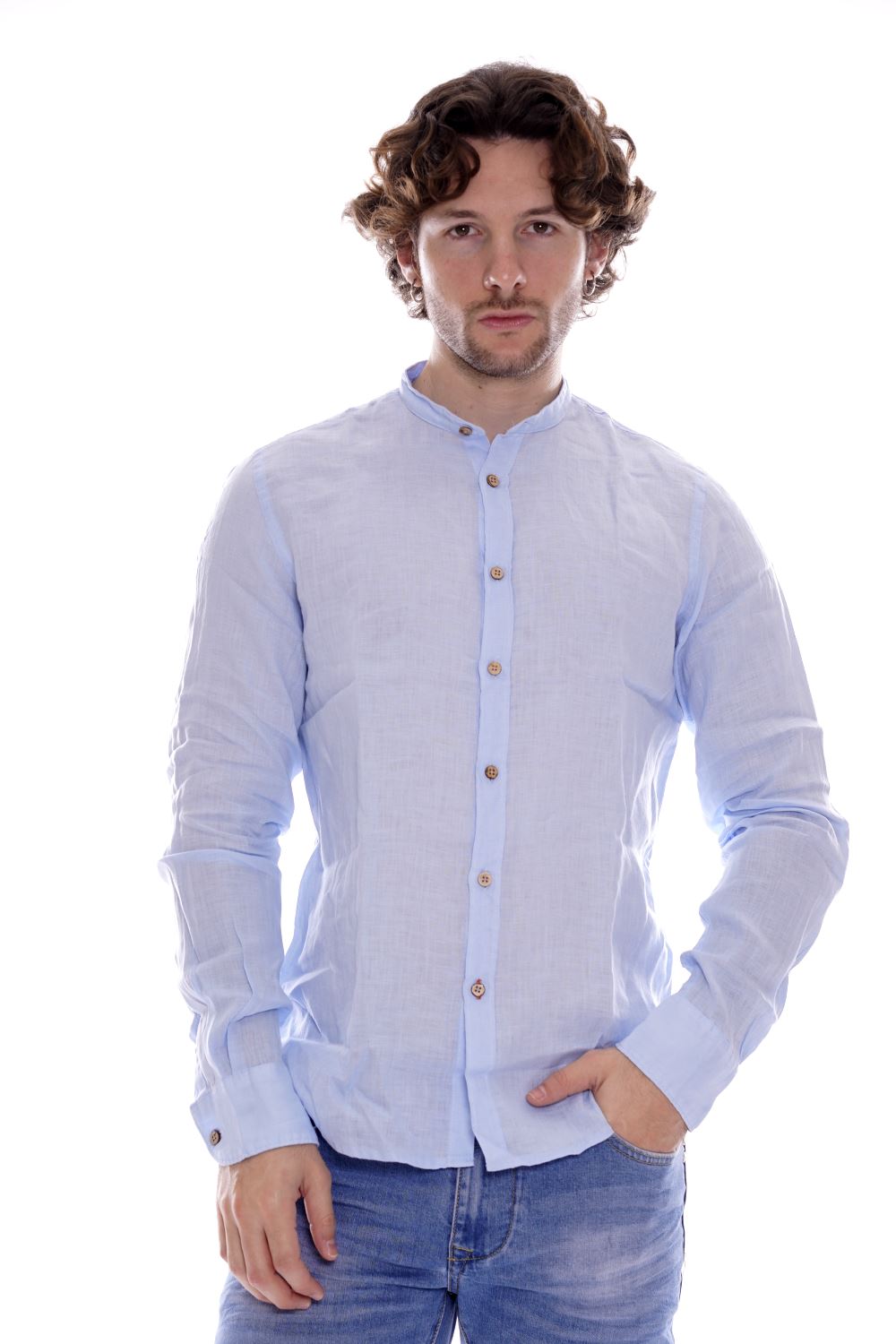 Yes Zee Camicia Celeste Da Uomo