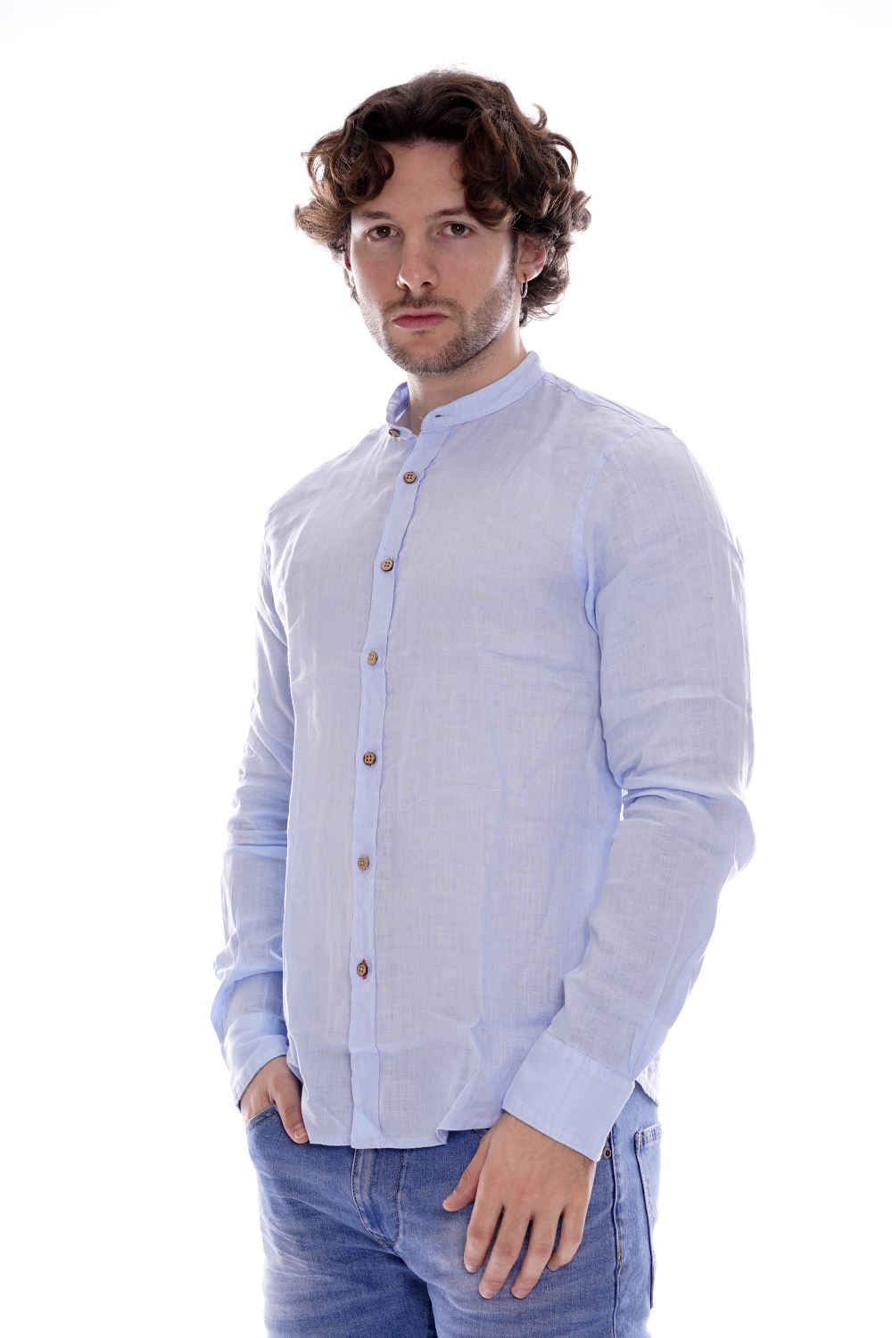 Yes Zee Camicia Celeste Da Uomo