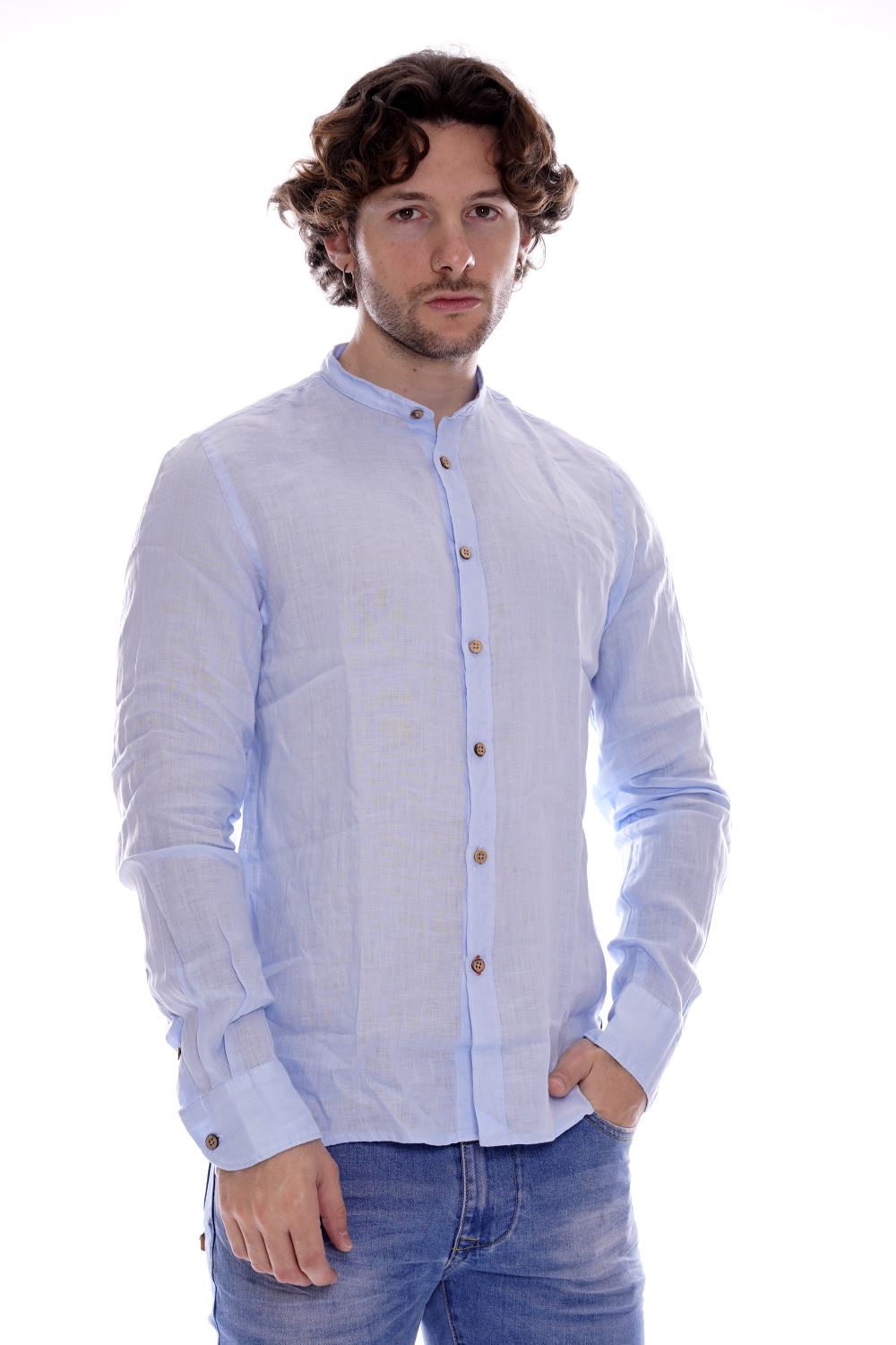 Yes Zee Camicia Celeste Da Uomo