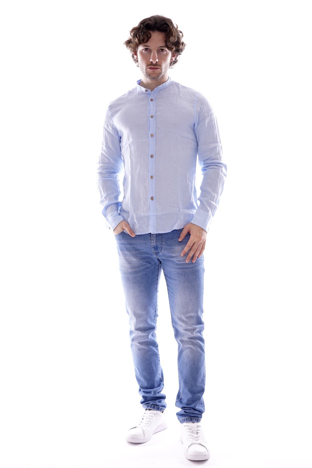 Yes Zee Camicia Celeste Da Uomo