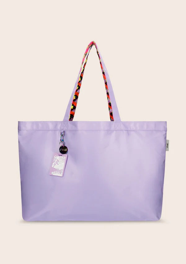 Borsa a Mano borsa grande spiaggia reversibile lato viola Lilla