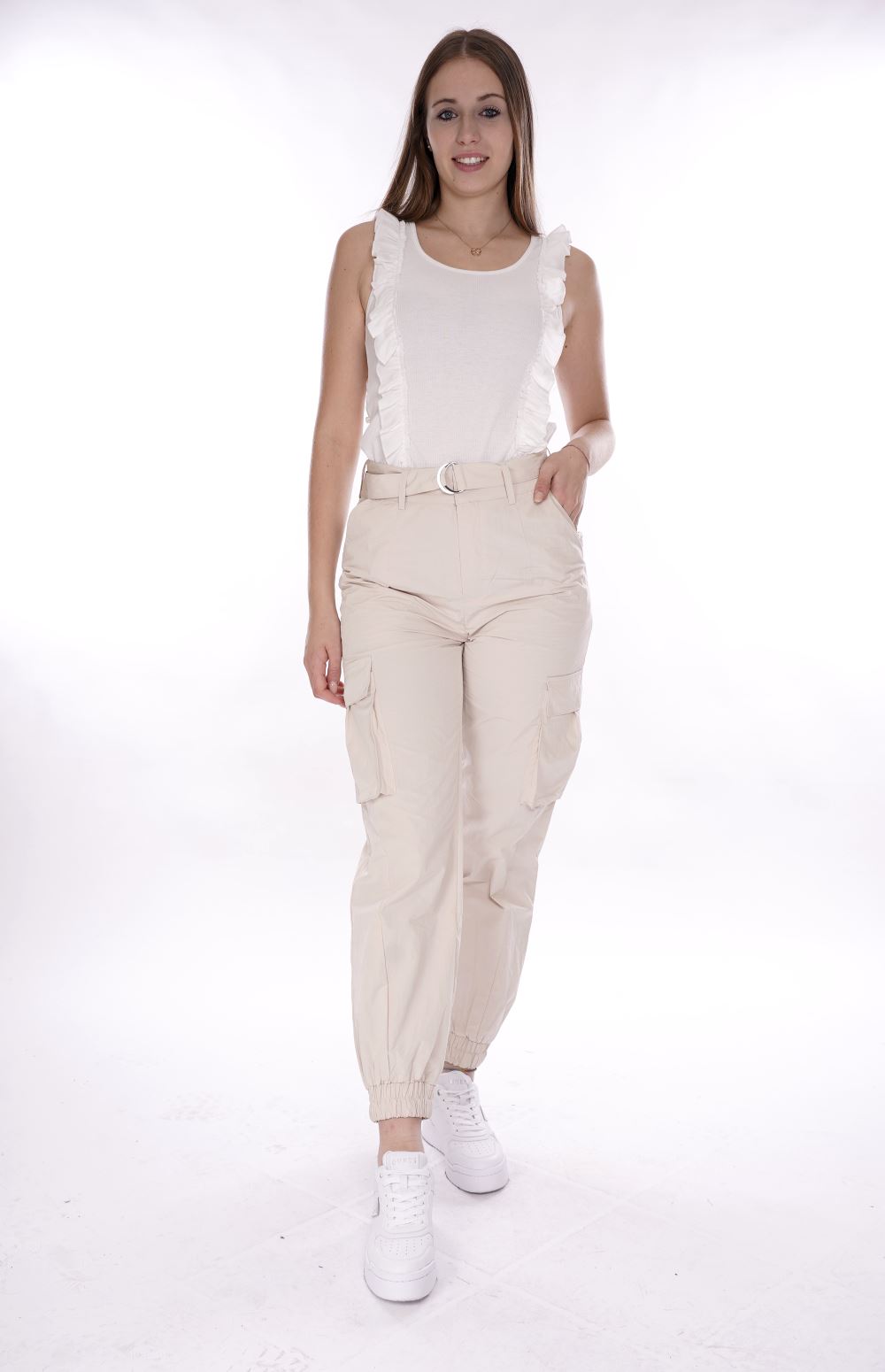 Guess Pantalone Beige Da Donna