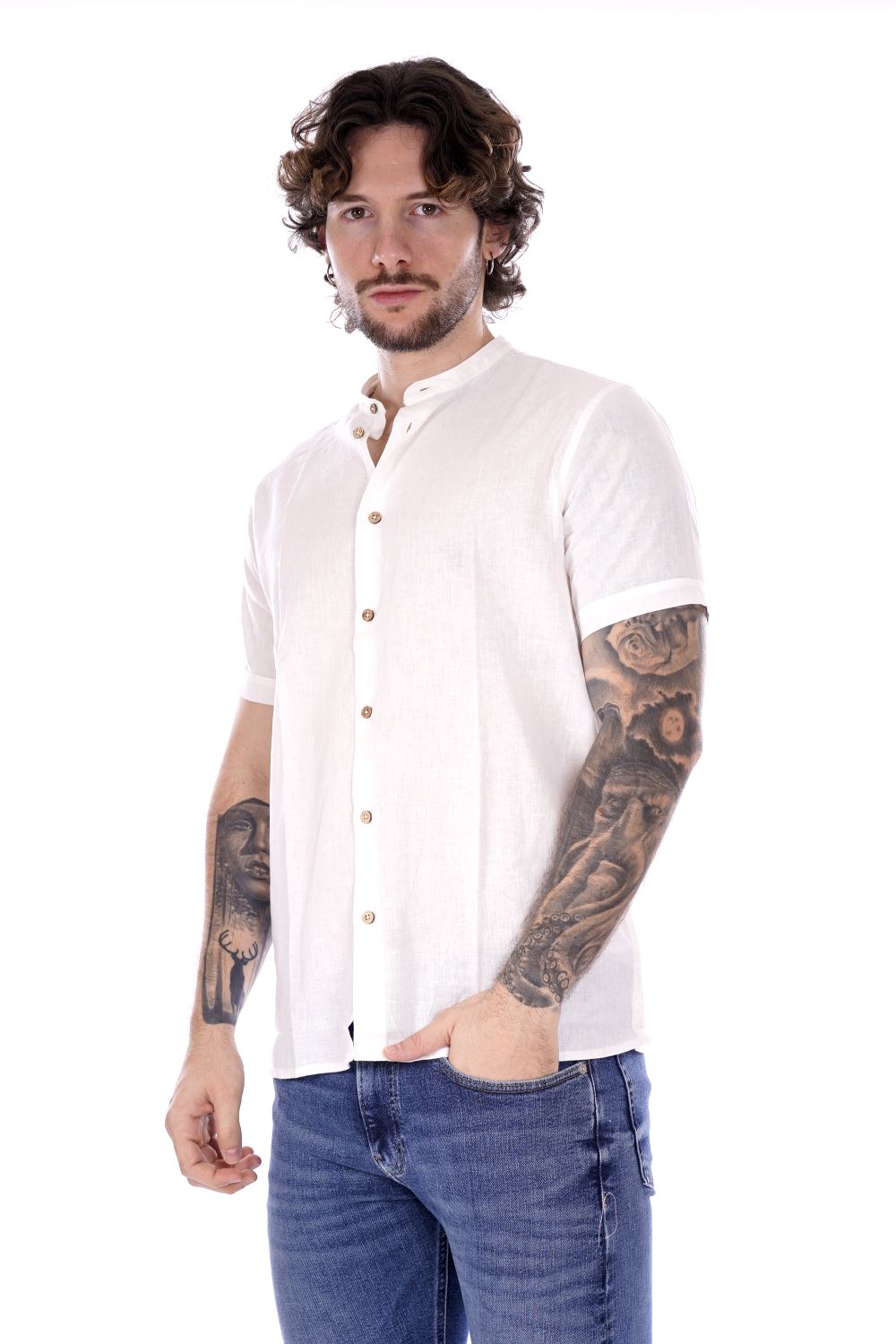 Hamaki Ho Camicia Bianca Da Uomo