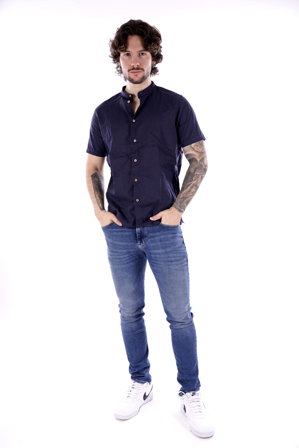 Hamaki Ho Camicia Blu Da Uomo