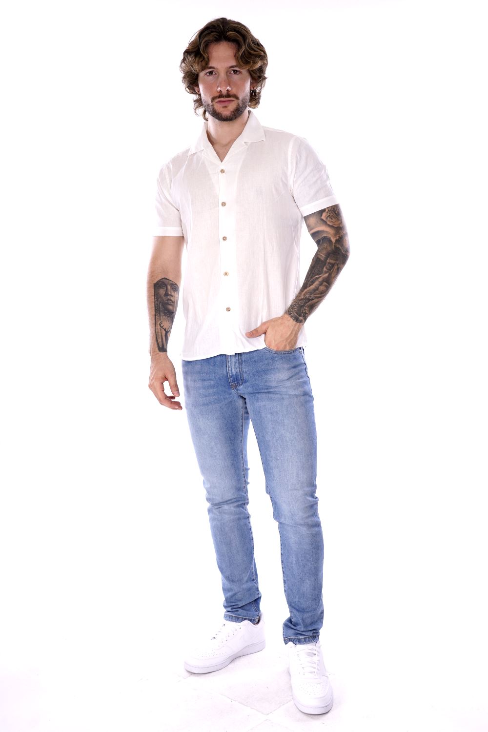 Hamaki Ho Camicia Bianca Da Uomo
