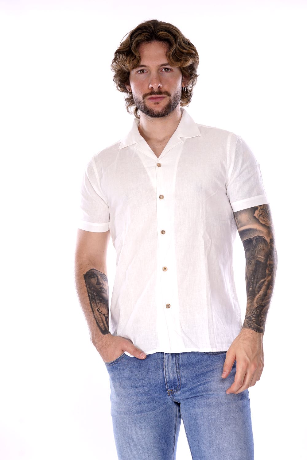 Hamaki Ho Camicia Bianca Da Uomo