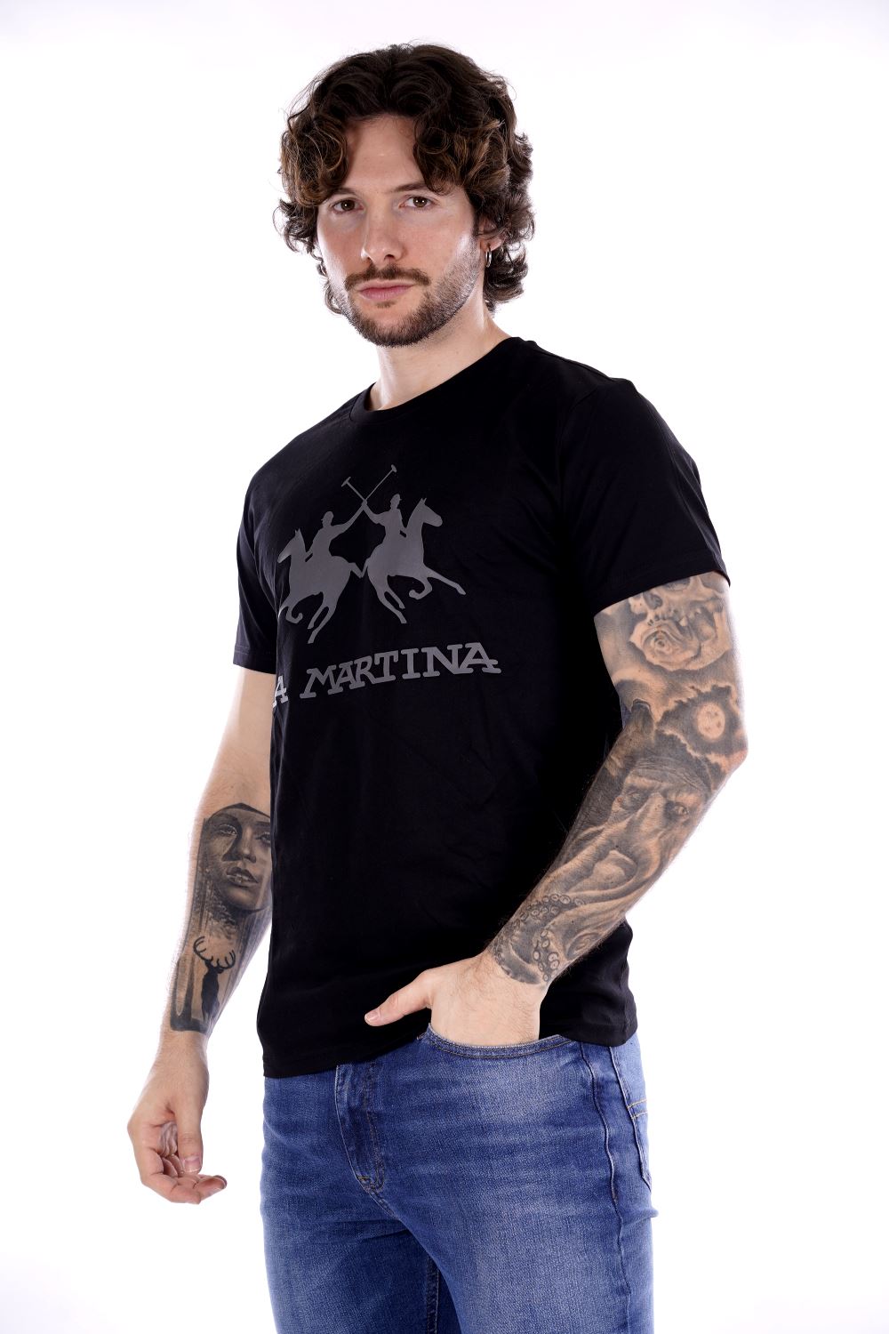 La Martina T-shirt Nera Da Uomo