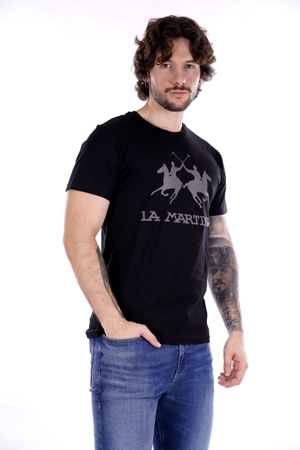 La Martina T-shirt Nera Da Uomo
