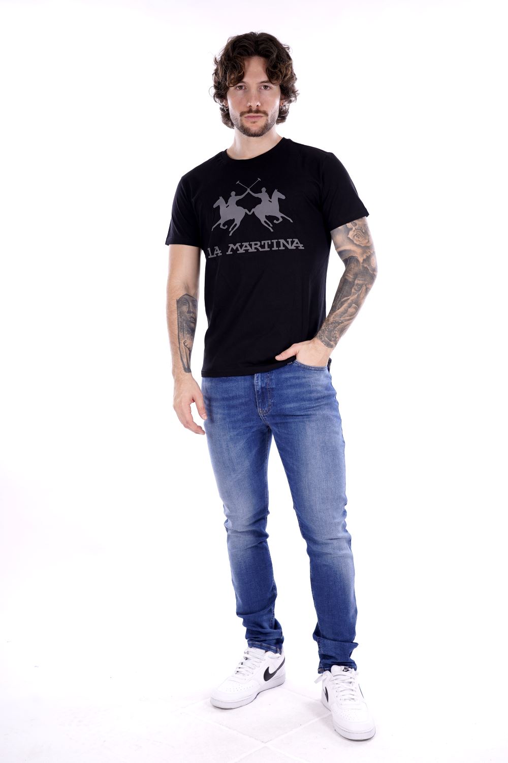 La Martina T-shirt Nera Da Uomo