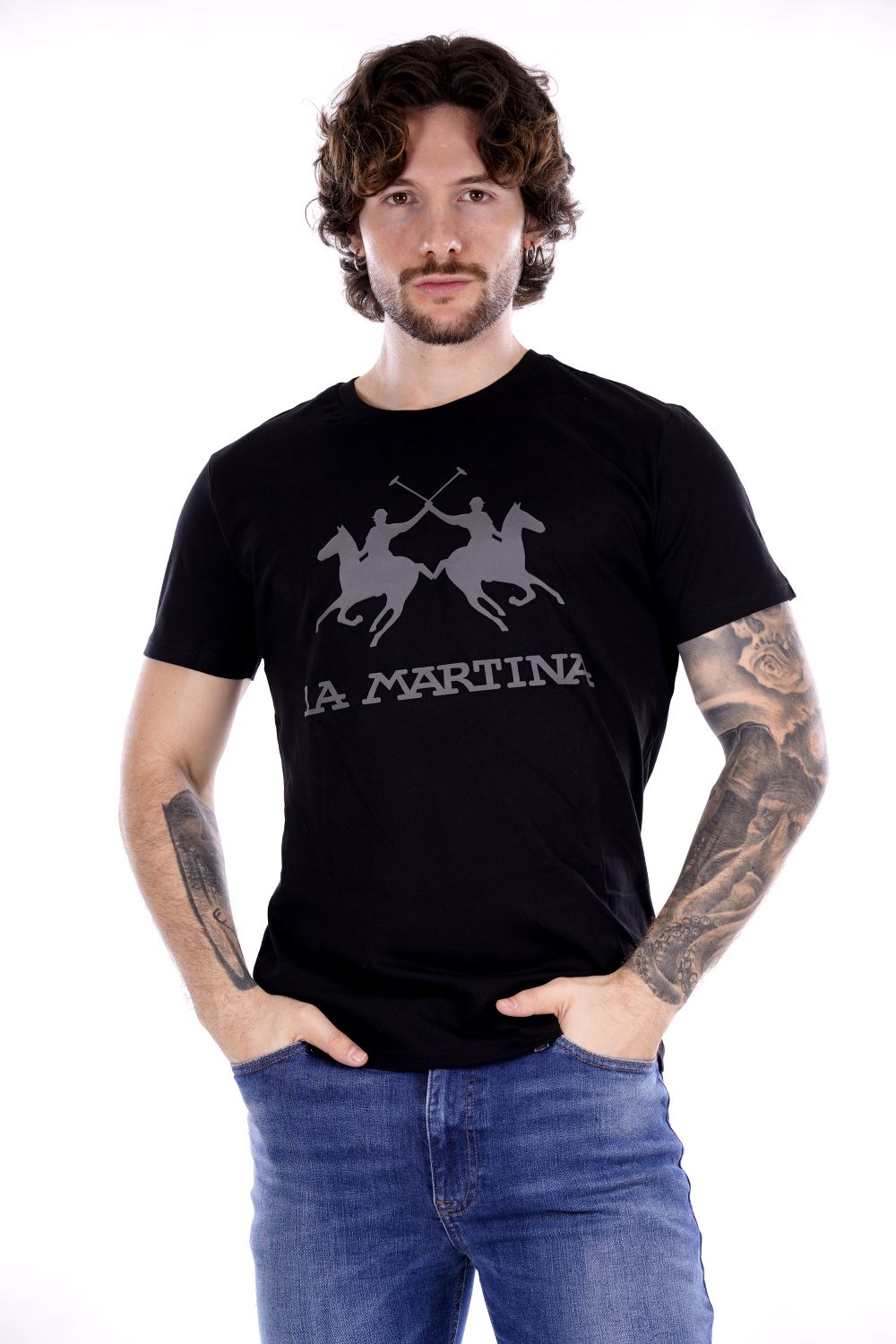 La Martina T-shirt Nera Da Uomo