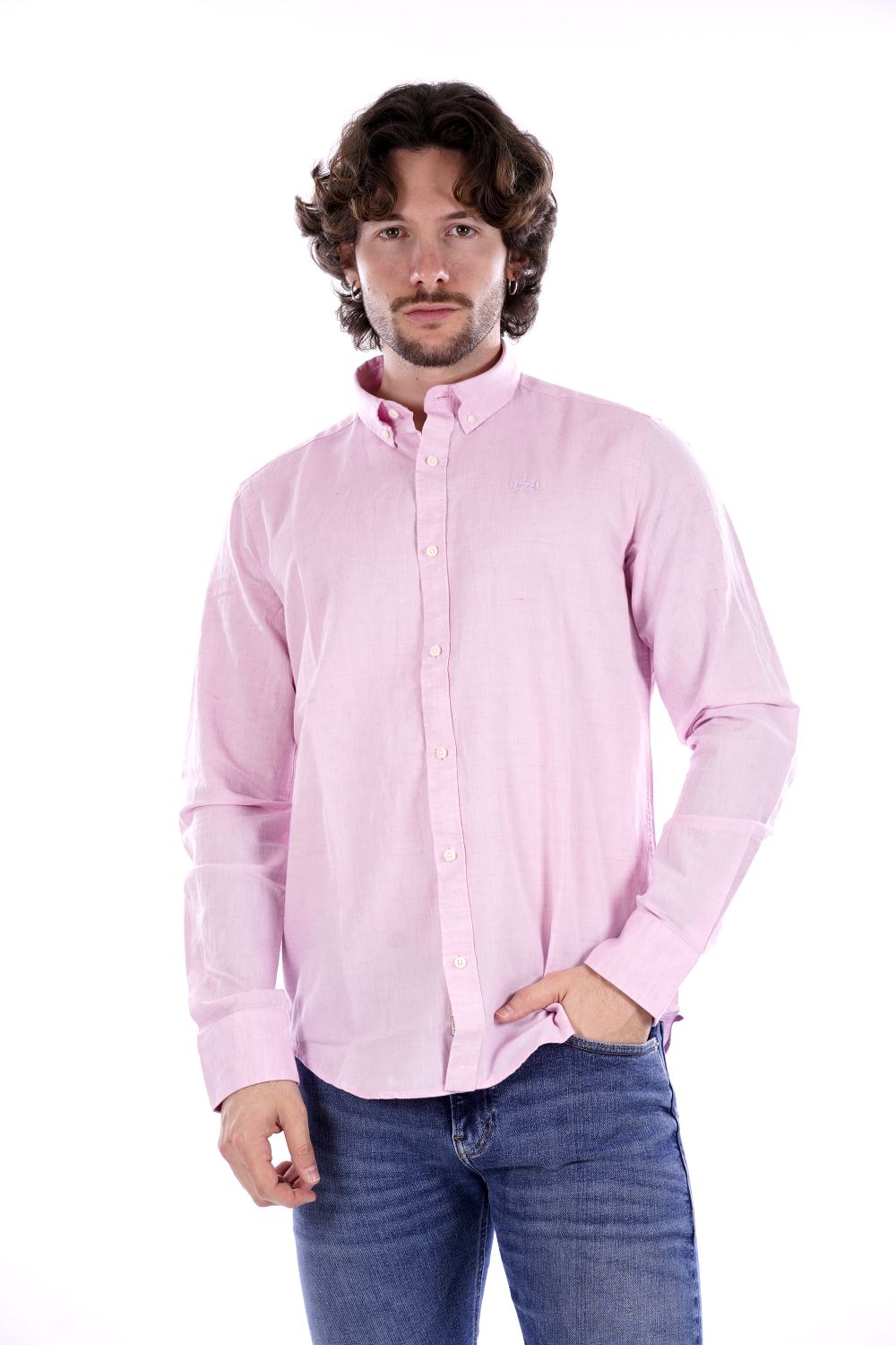La Martina Camicia Rosa Da Uomo
