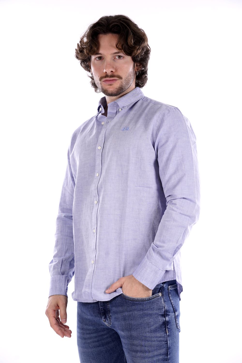 La Martina Camicia Celeste Da Uomo