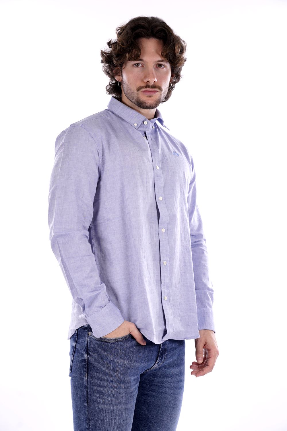 La Martina Camicia Celeste Da Uomo