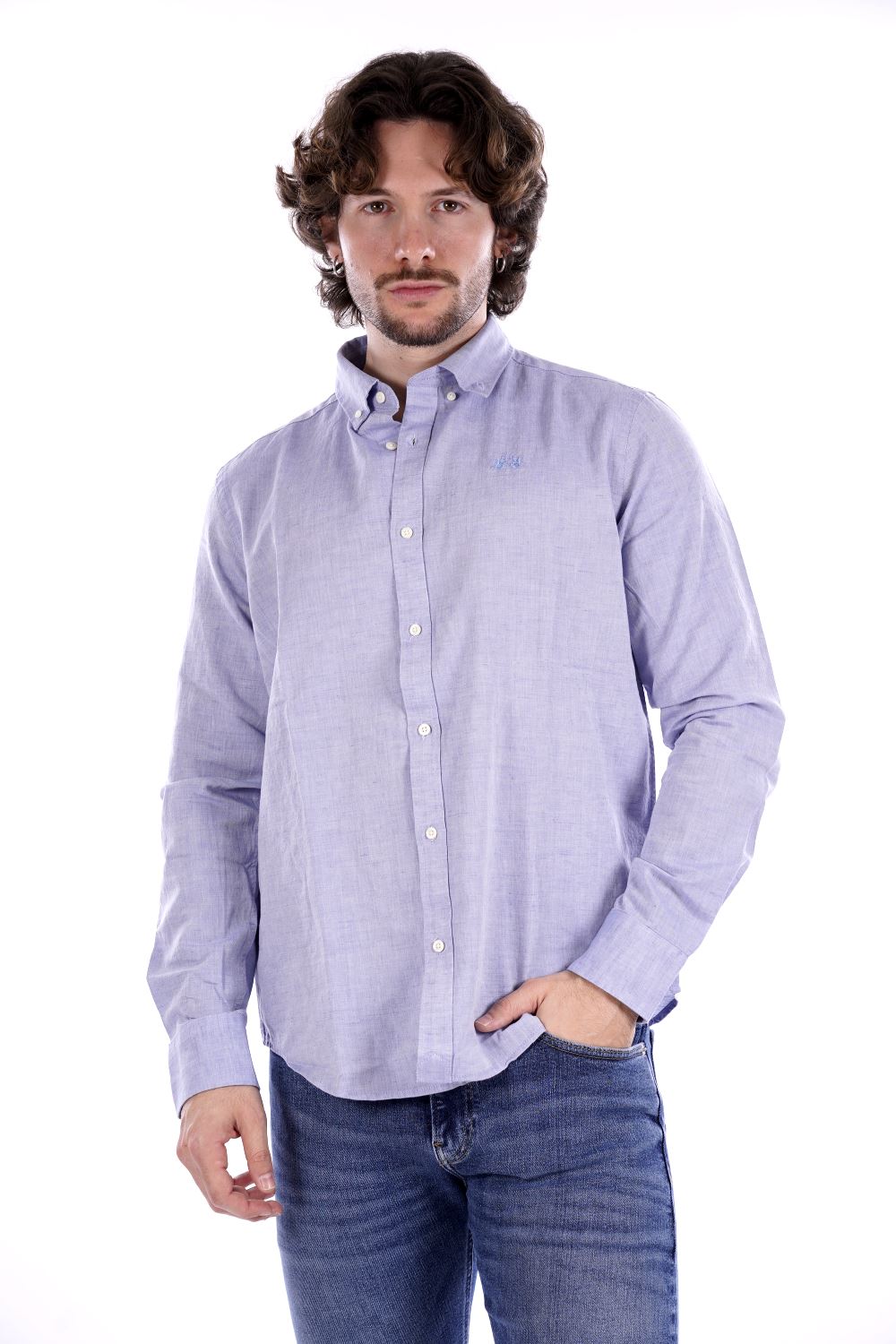 La Martina Camicia Celeste Da Uomo