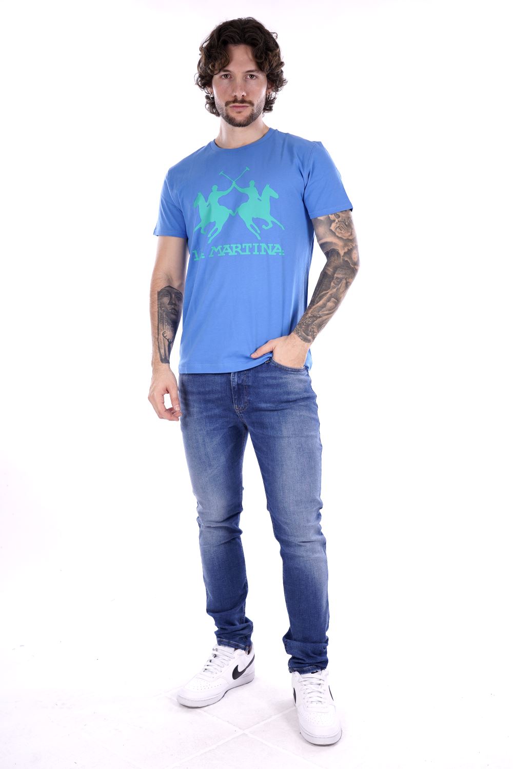 La Martina T-shirt Celeste Da Uomo