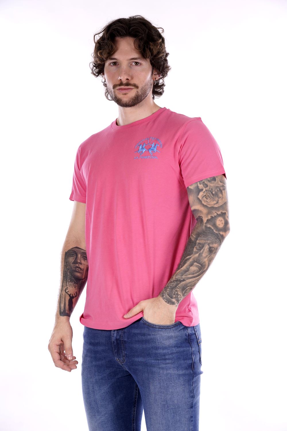 La Martina T-shirt Rosa Da Uomo