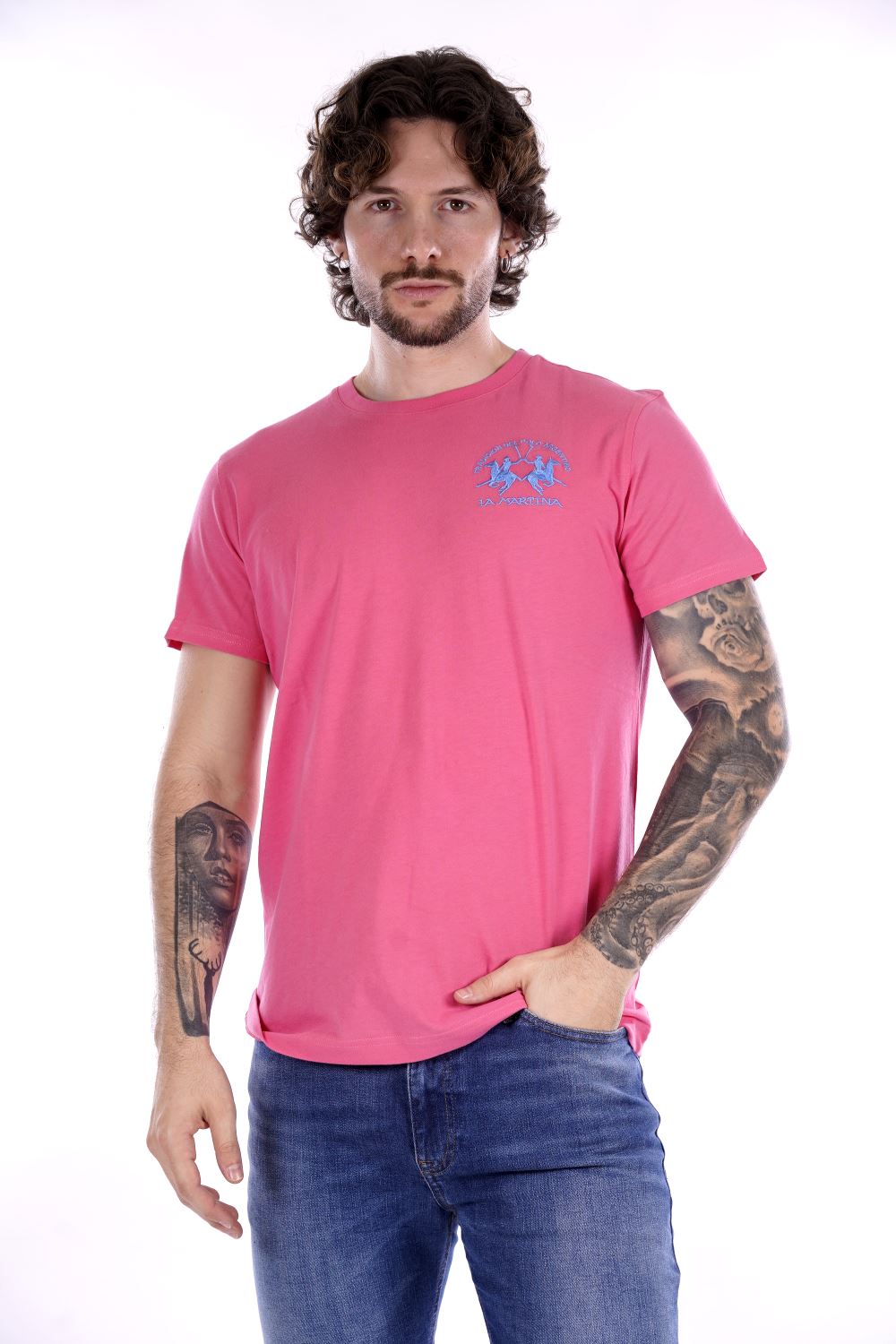 La Martina T-shirt Rosa Da Uomo