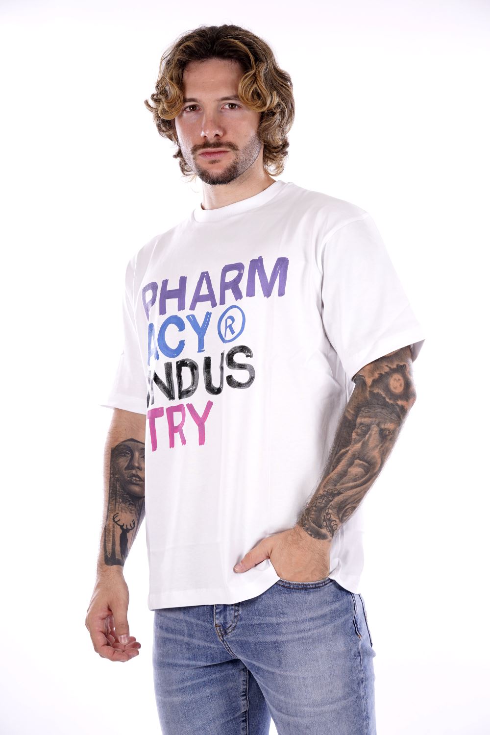 T-shirt PHARMACY INDUSTRY da Uomo - bianco PHABM00031BIANCO