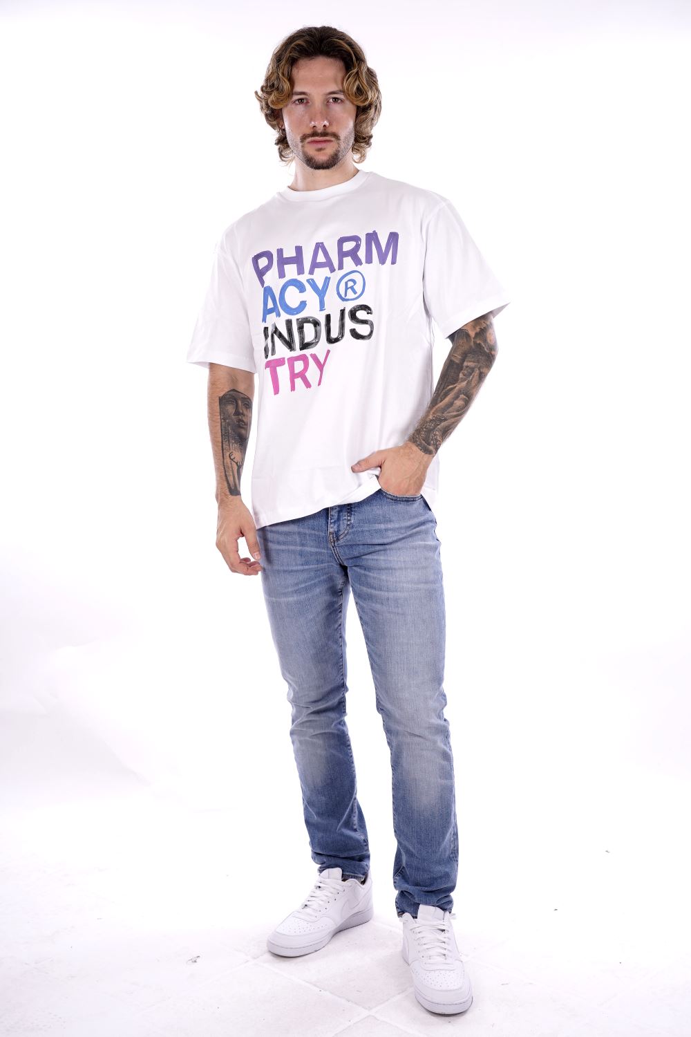 T-shirt PHARMACY INDUSTRY da Uomo - bianco PHABM00031BIANCO