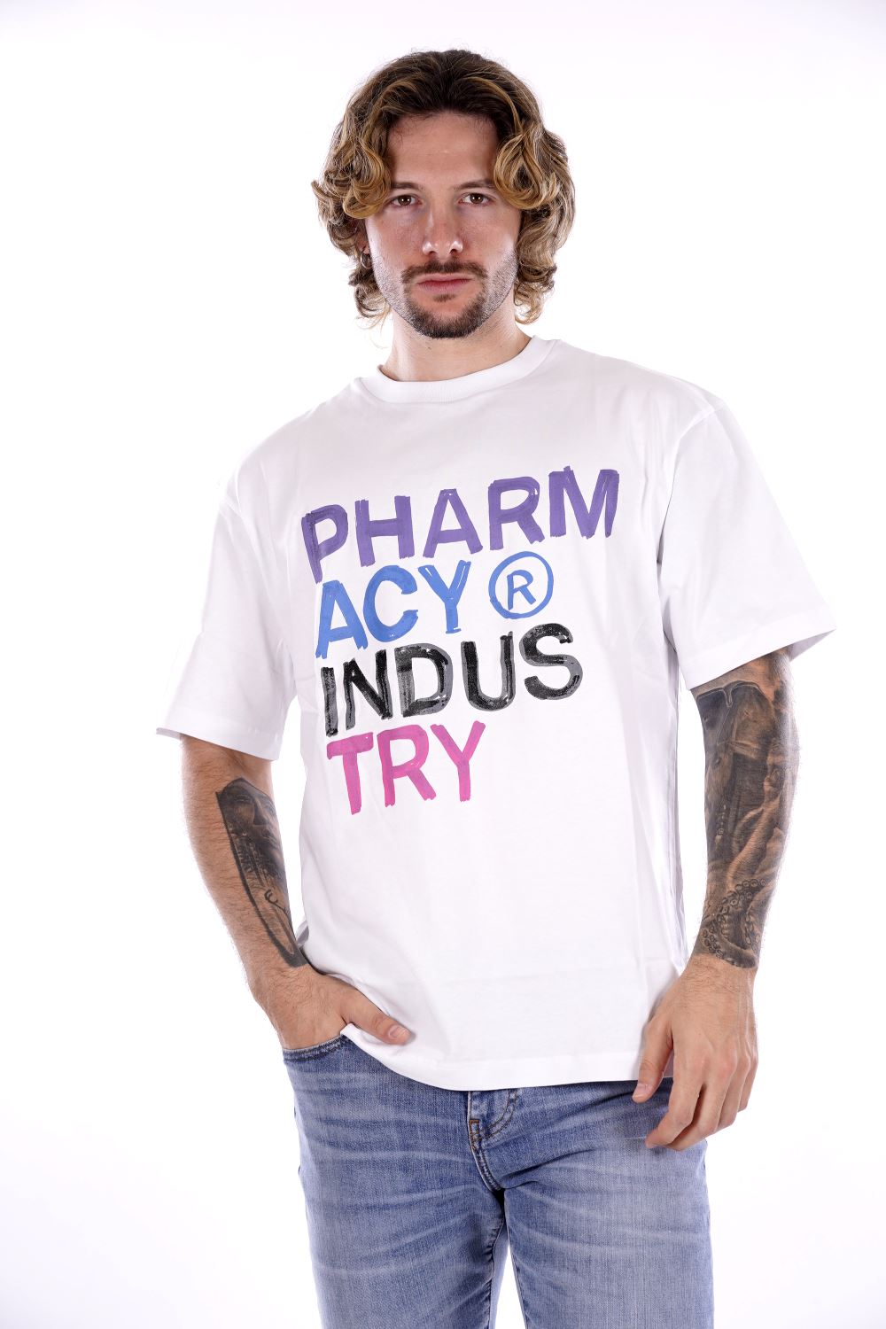 T-shirt PHARMACY INDUSTRY da Uomo - bianco PHABM00031BIANCO