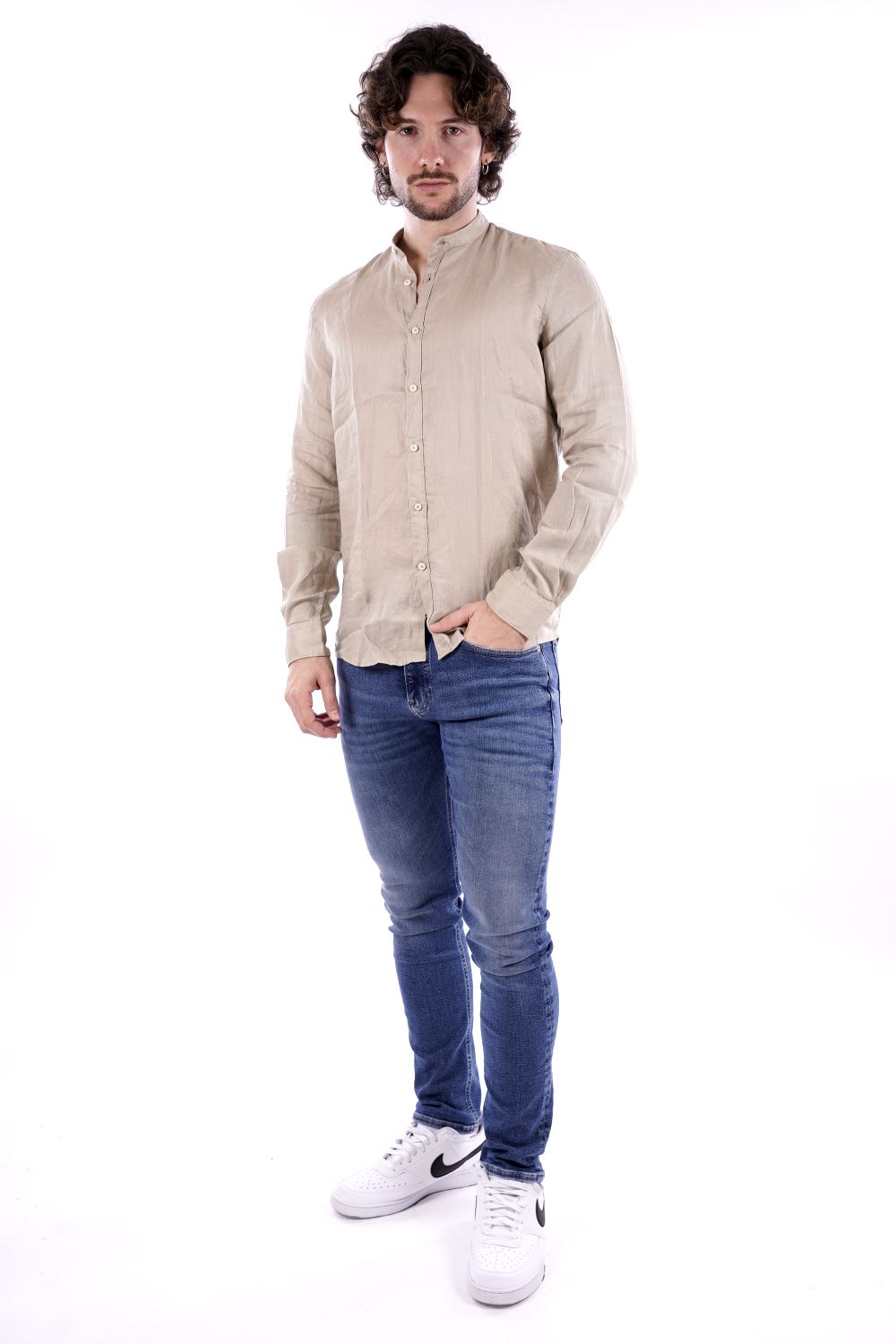 Philo Tinto Camicia Beige Da Uomo