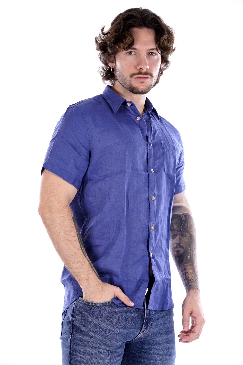 Philo Tinto Camicia Blu Da Uomo