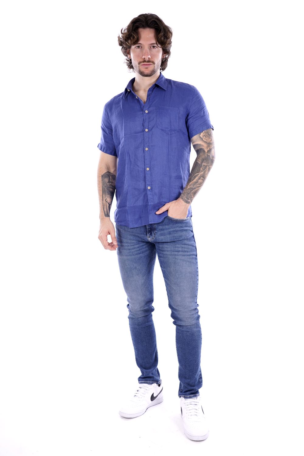 Philo Tinto Camicia Blu Da Uomo