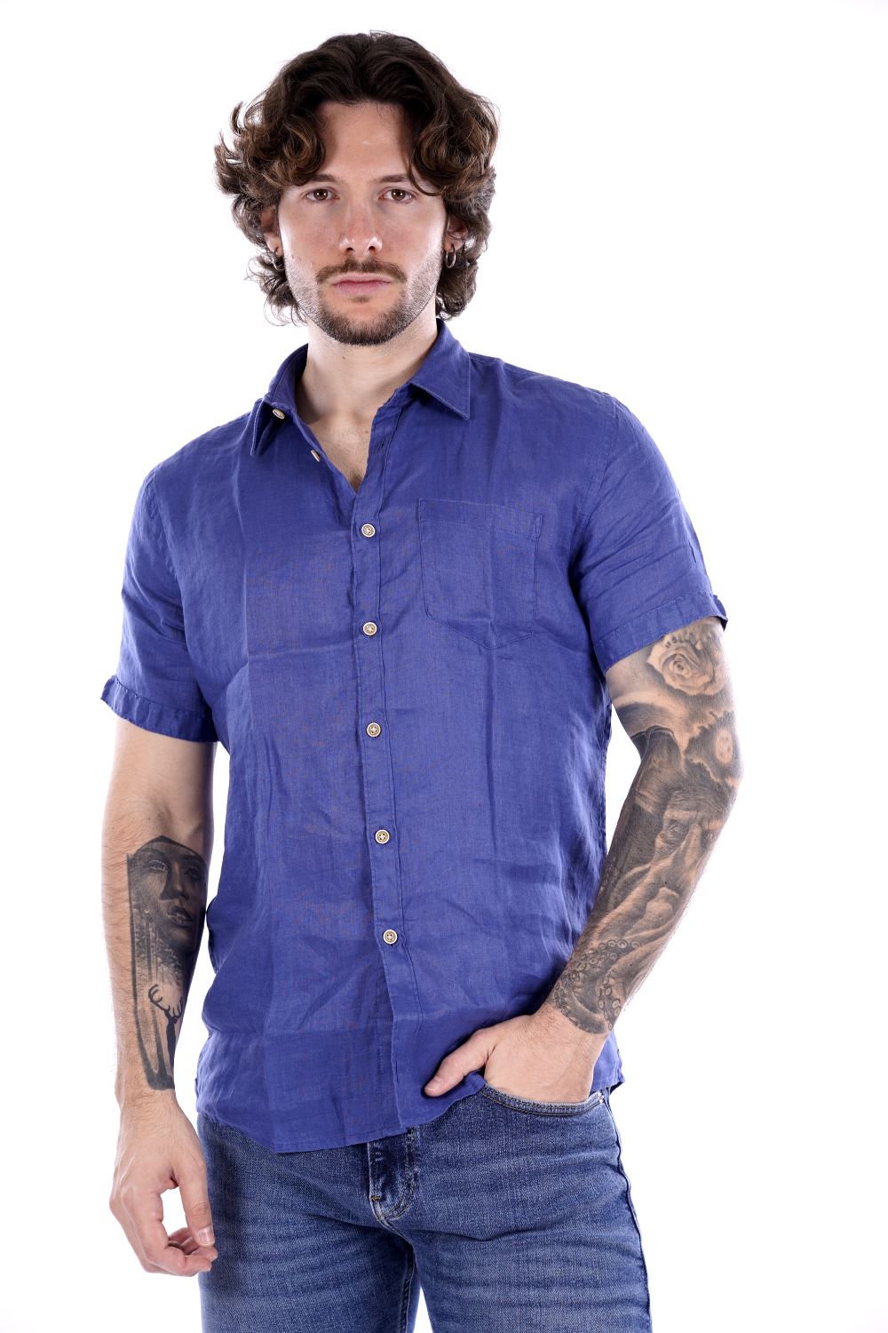 Philo Tinto Camicia Blu Da Uomo