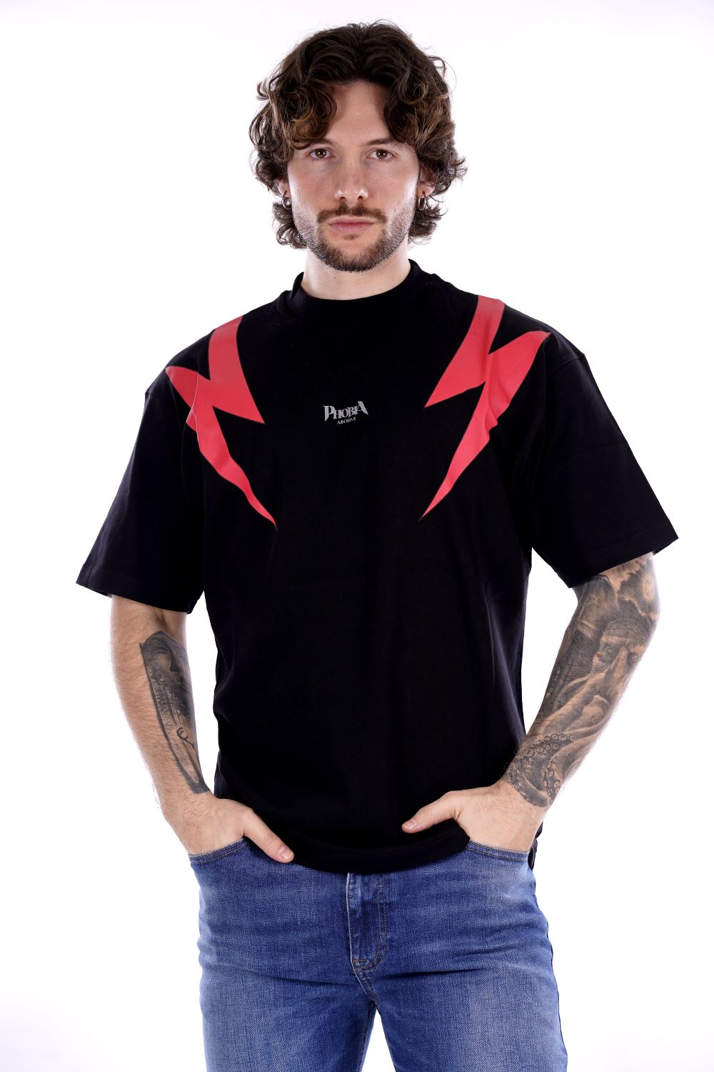 Phobia T-shirt Nera Da Uomo