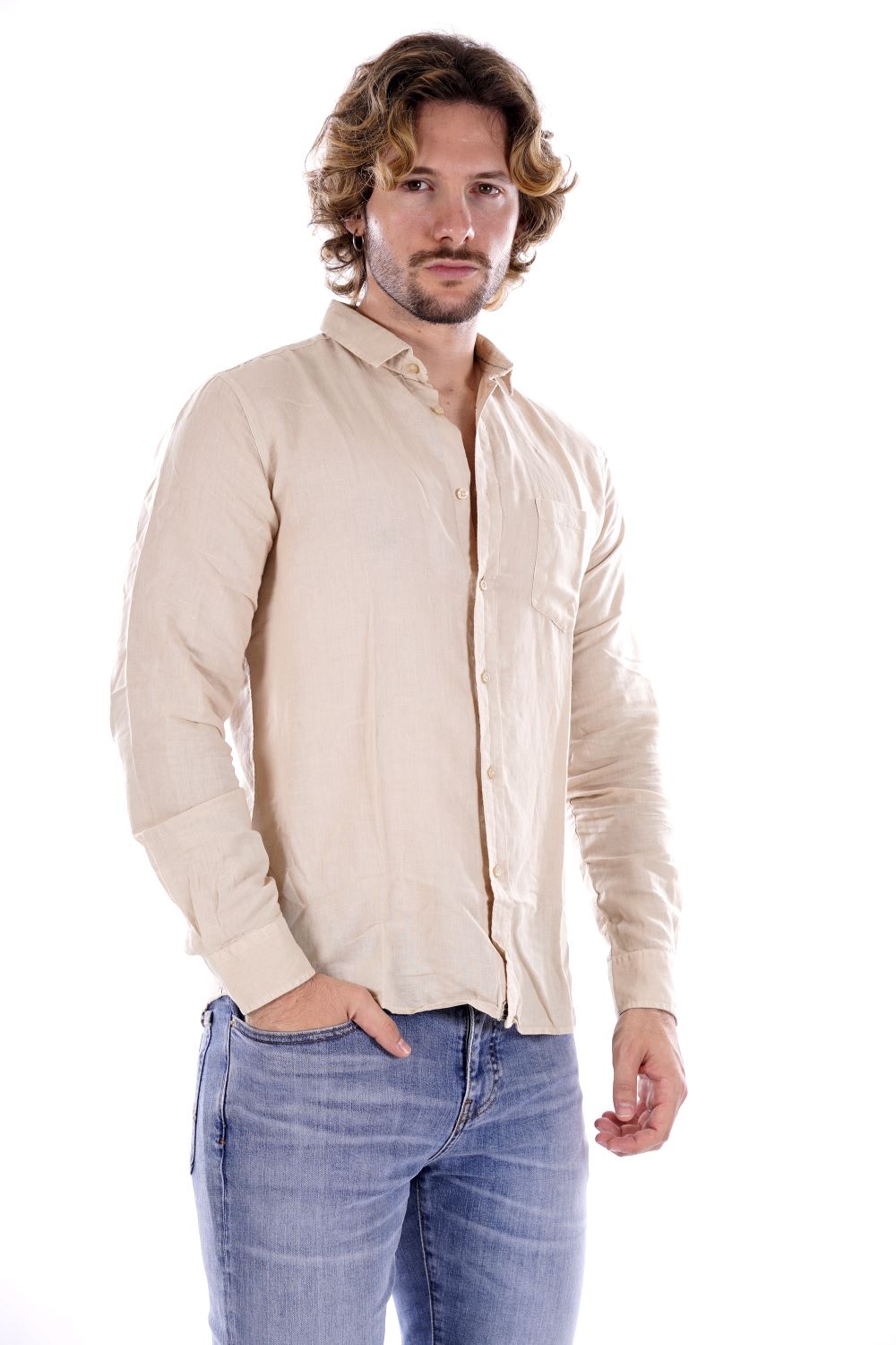 Camicia SMITHY'S da Uomo - SS24MCA401CEMENT