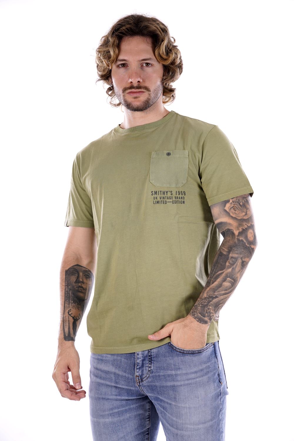T-shirt SMITHY'S da Uomo - verde SS24MTS116OLIVES