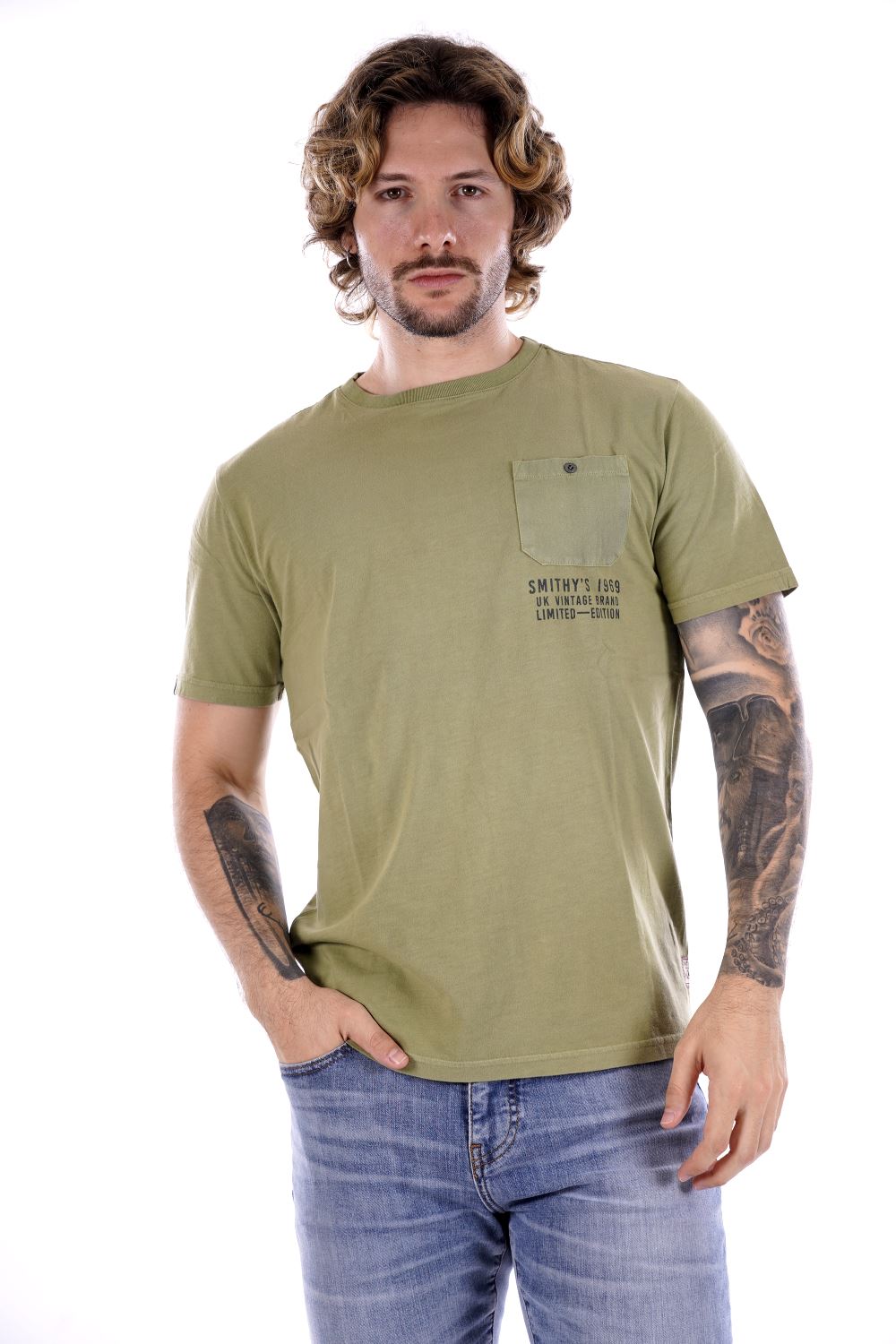 T-shirt SMITHY'S da Uomo - verde SS24MTS116OLIVES