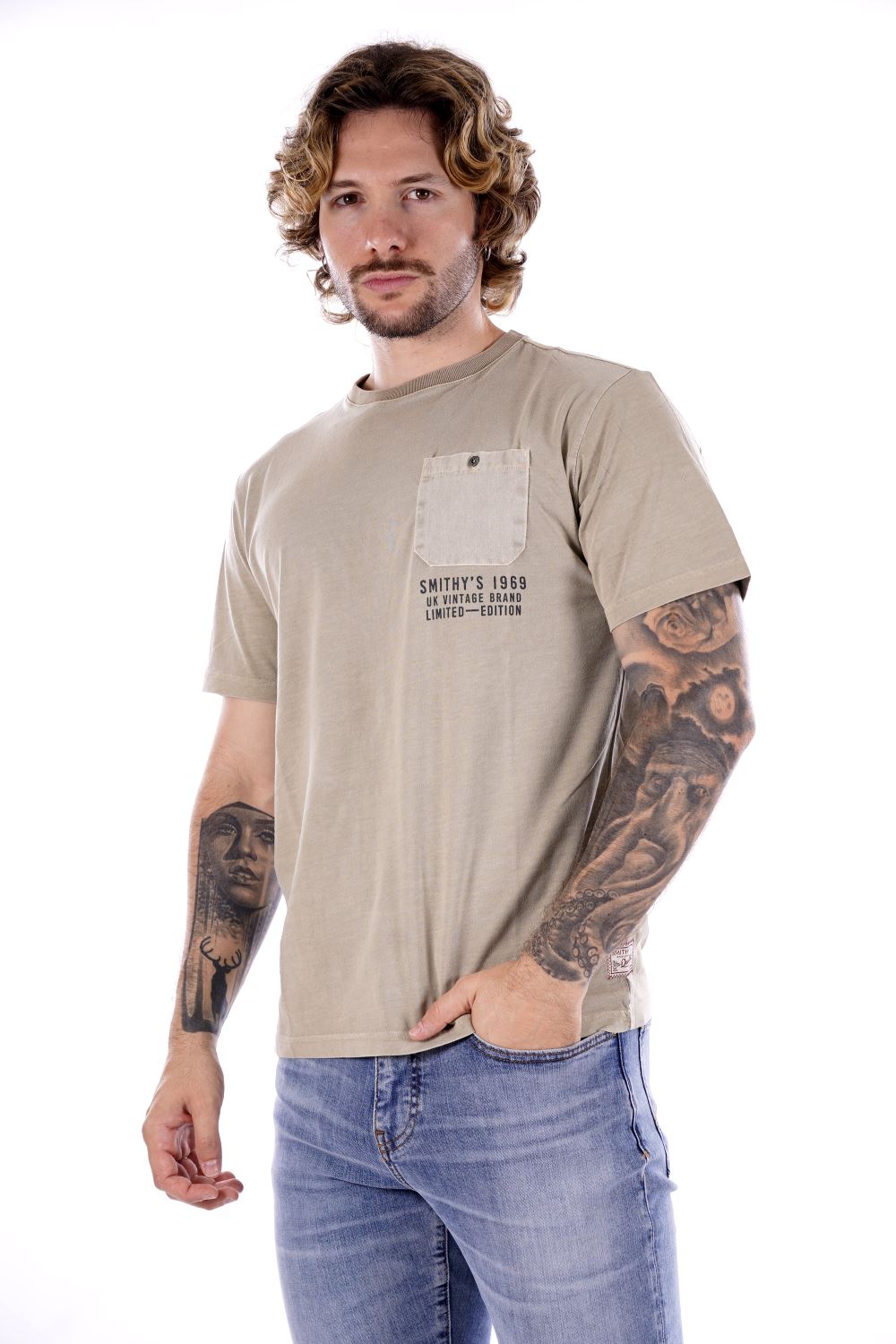 T-shirt SMITHY'S da Uomo - marrone SS24MTS116TAUPES