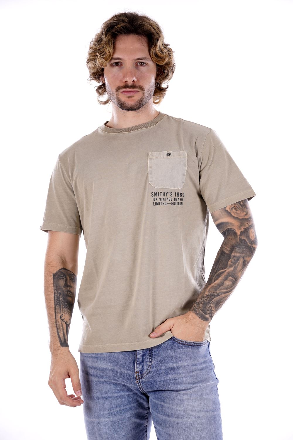 T-shirt SMITHY'S da Uomo - marrone SS24MTS116TAUPES