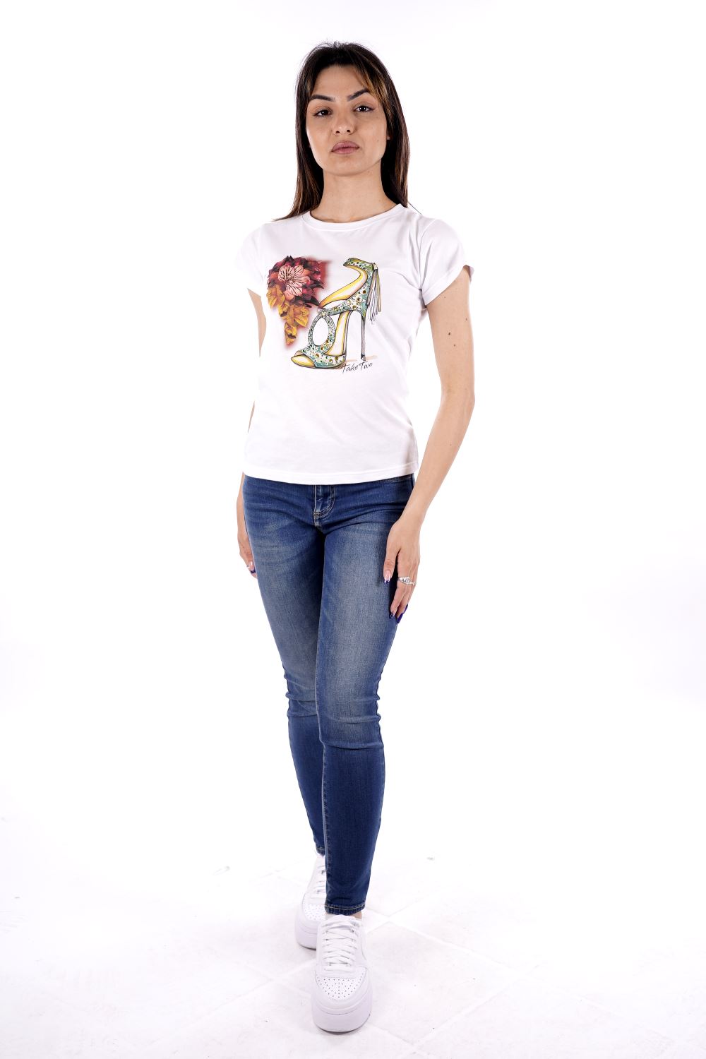 T-shirt TAKE TWO da Donna - bianco DKE7206WHT
