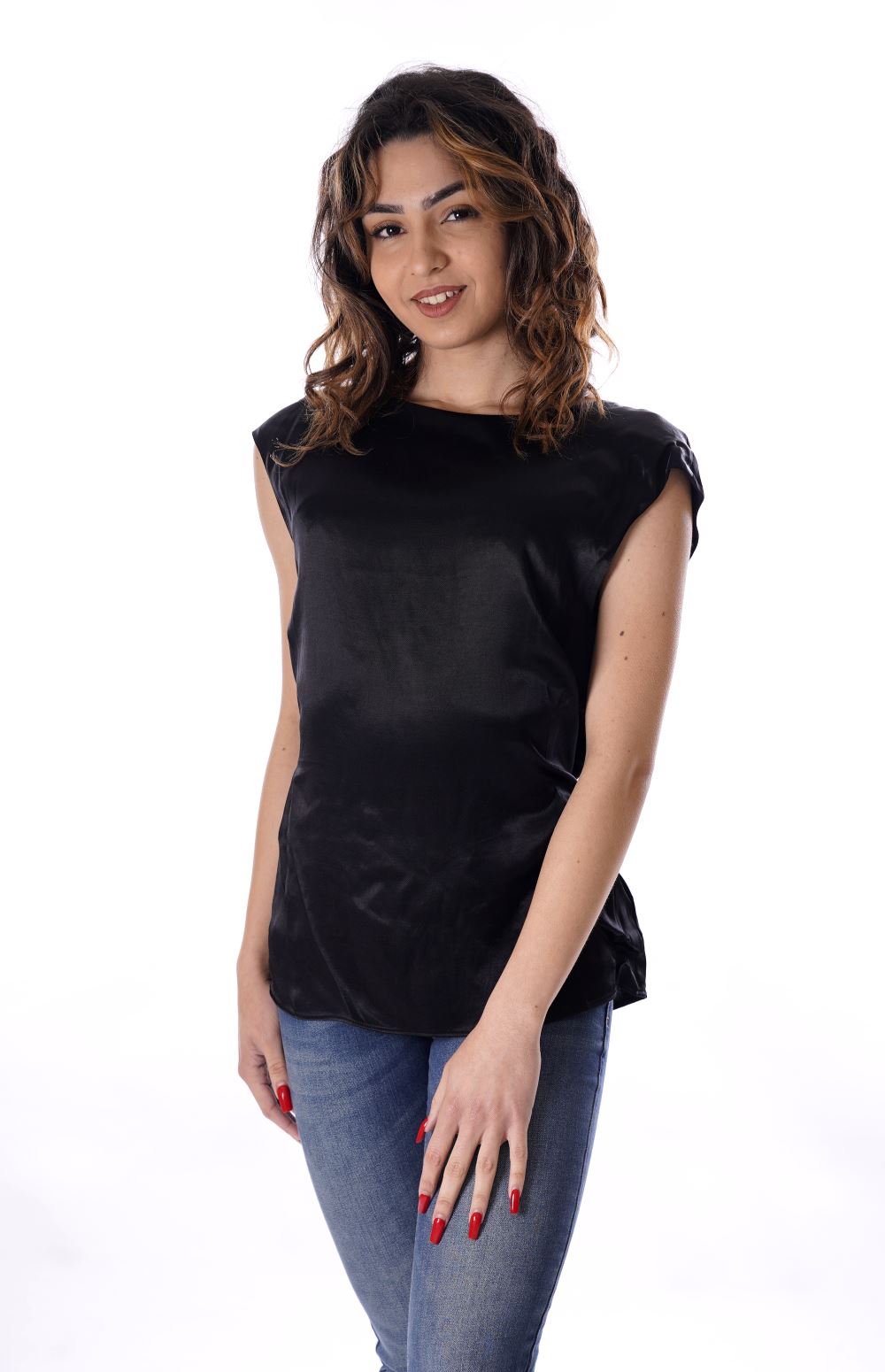 Yes-Zee Top Nero Da Donna