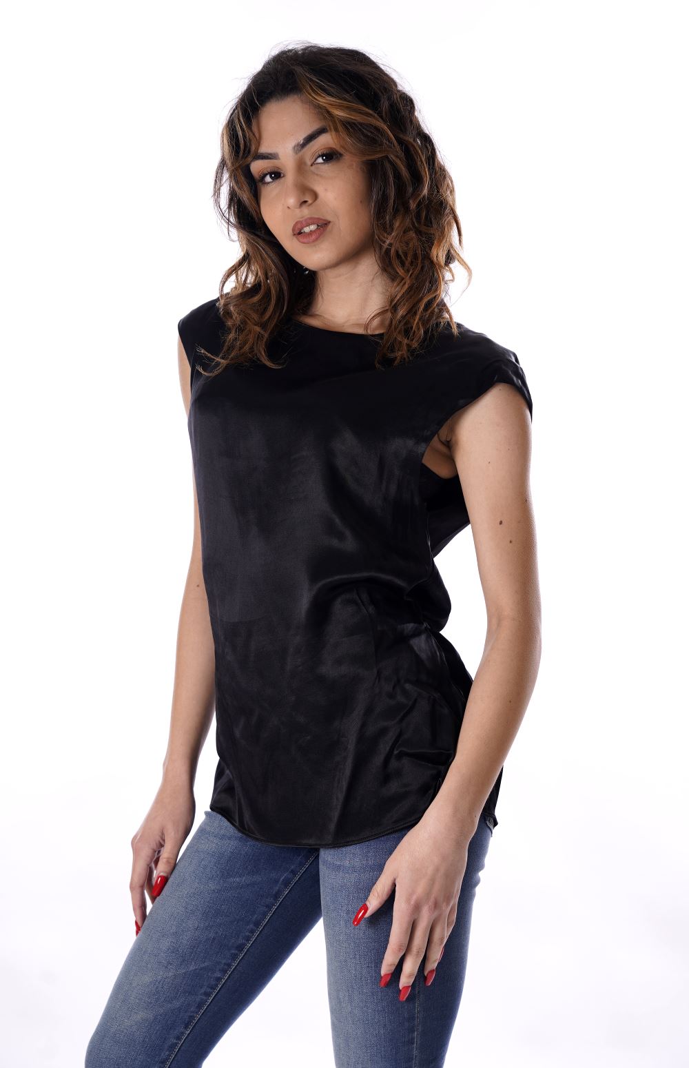 Yes-Zee Top Nero Da Donna