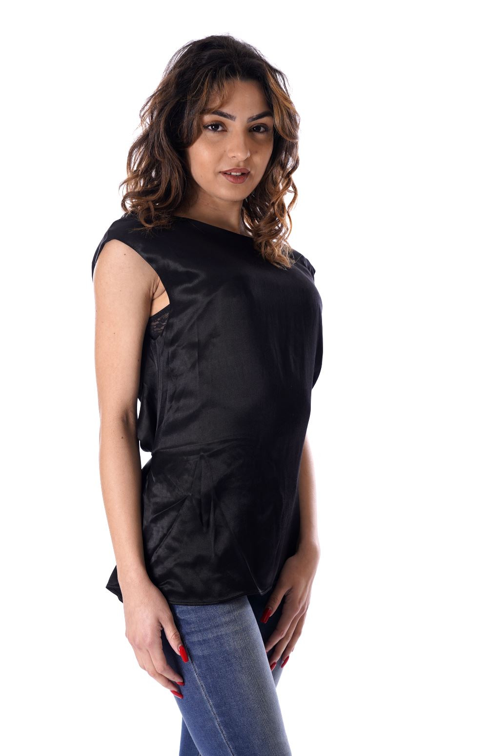Yes-Zee Top Nero Da Donna