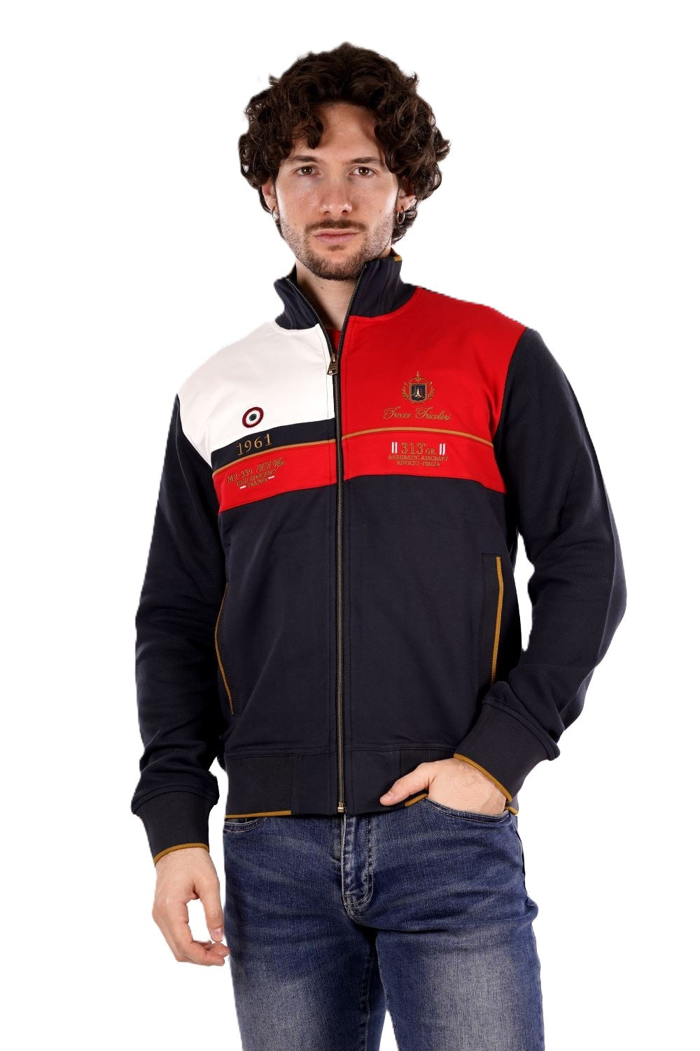 Felpa Full Zip AERONAUTICA MILITARE da Uomo - blu FE201194648 BLUROSSO