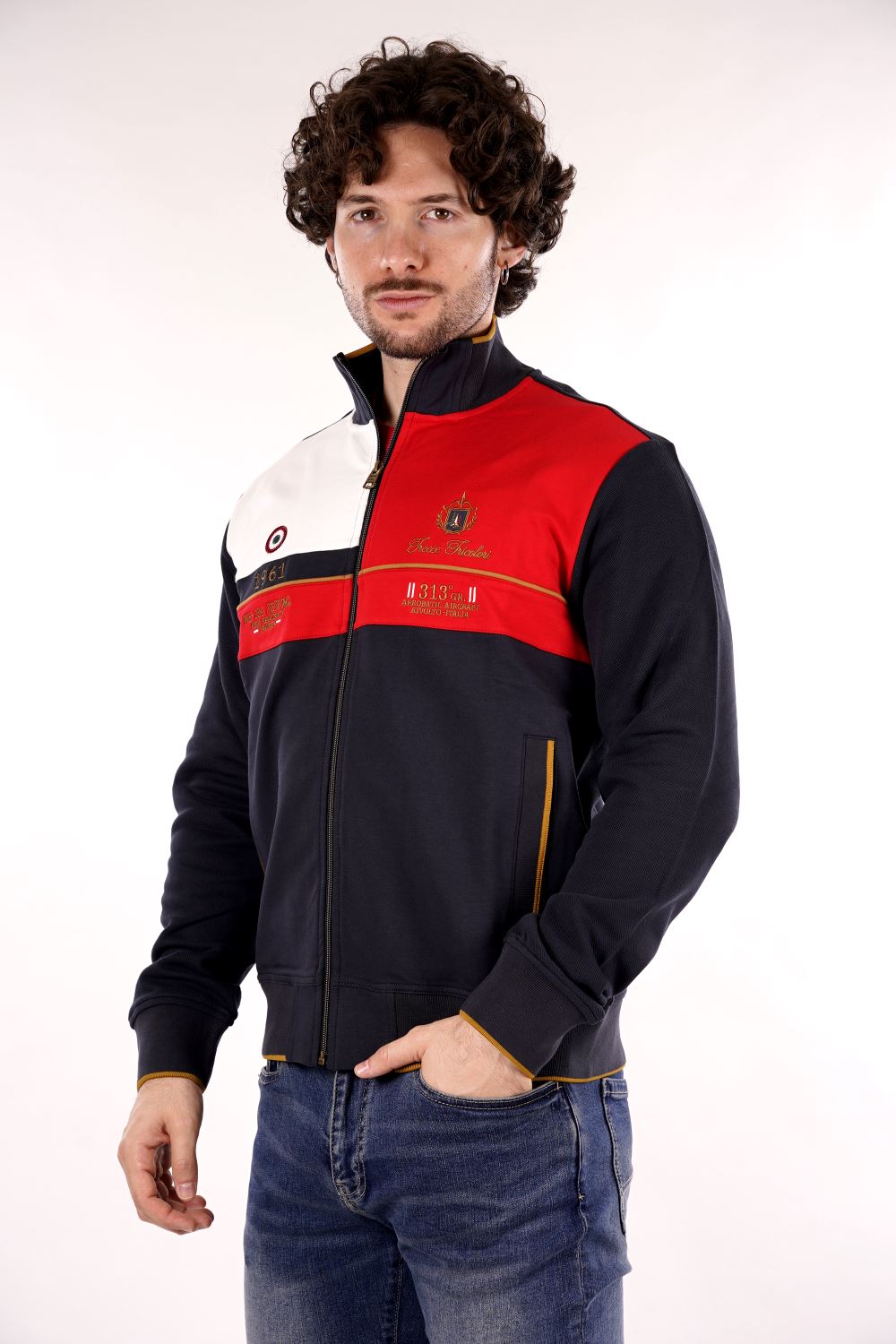 Felpa Full Zip AERONAUTICA MILITARE da Uomo - blu FE201194648 BLUROSSO