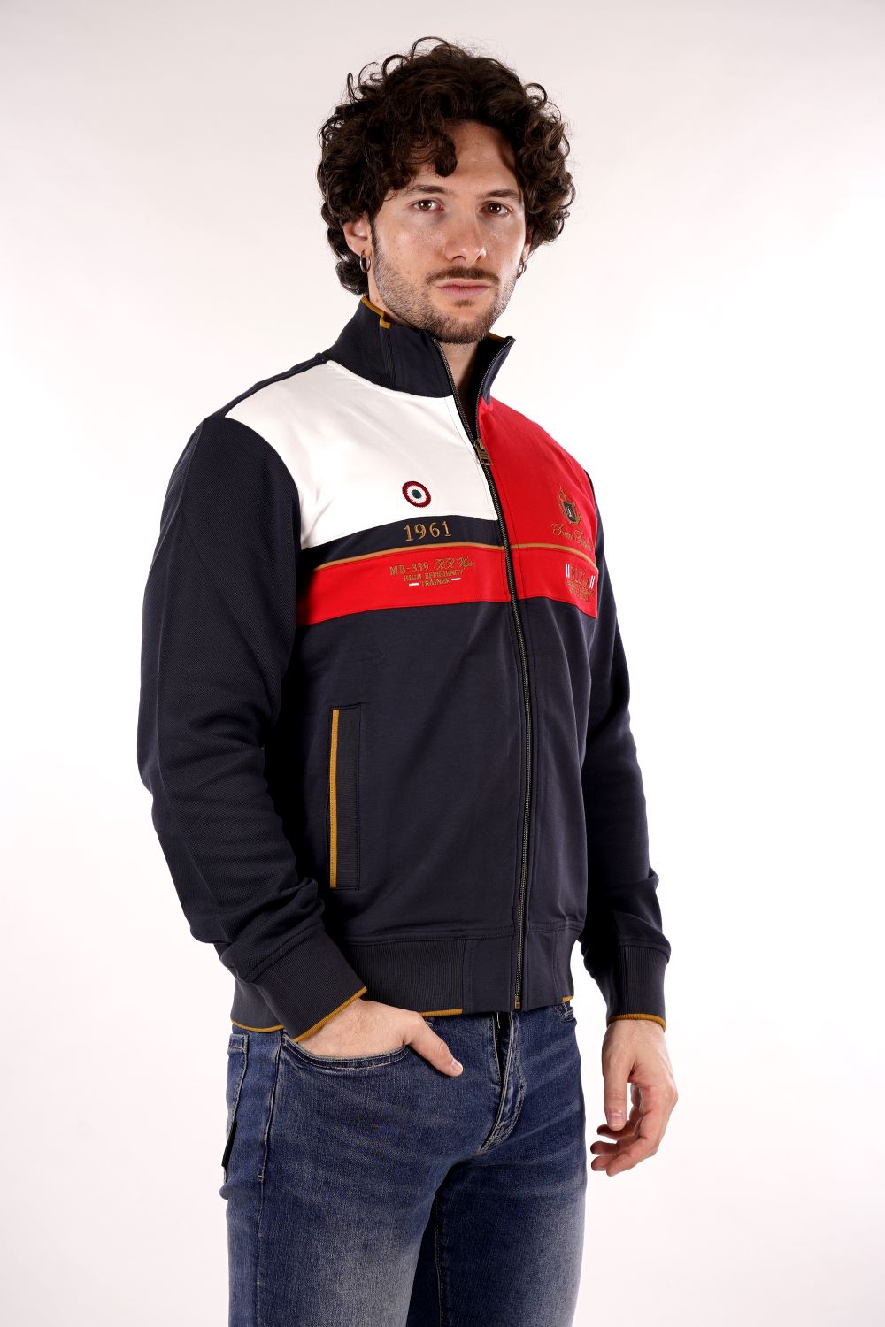 Felpa Full Zip AERONAUTICA MILITARE da Uomo - blu FE201194648 BLUROSSO