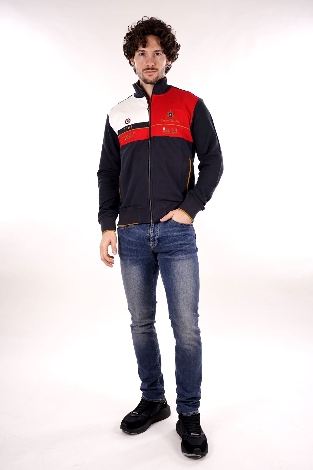 Felpa Full Zip AERONAUTICA MILITARE da Uomo - blu FE201194648 BLUROSSO