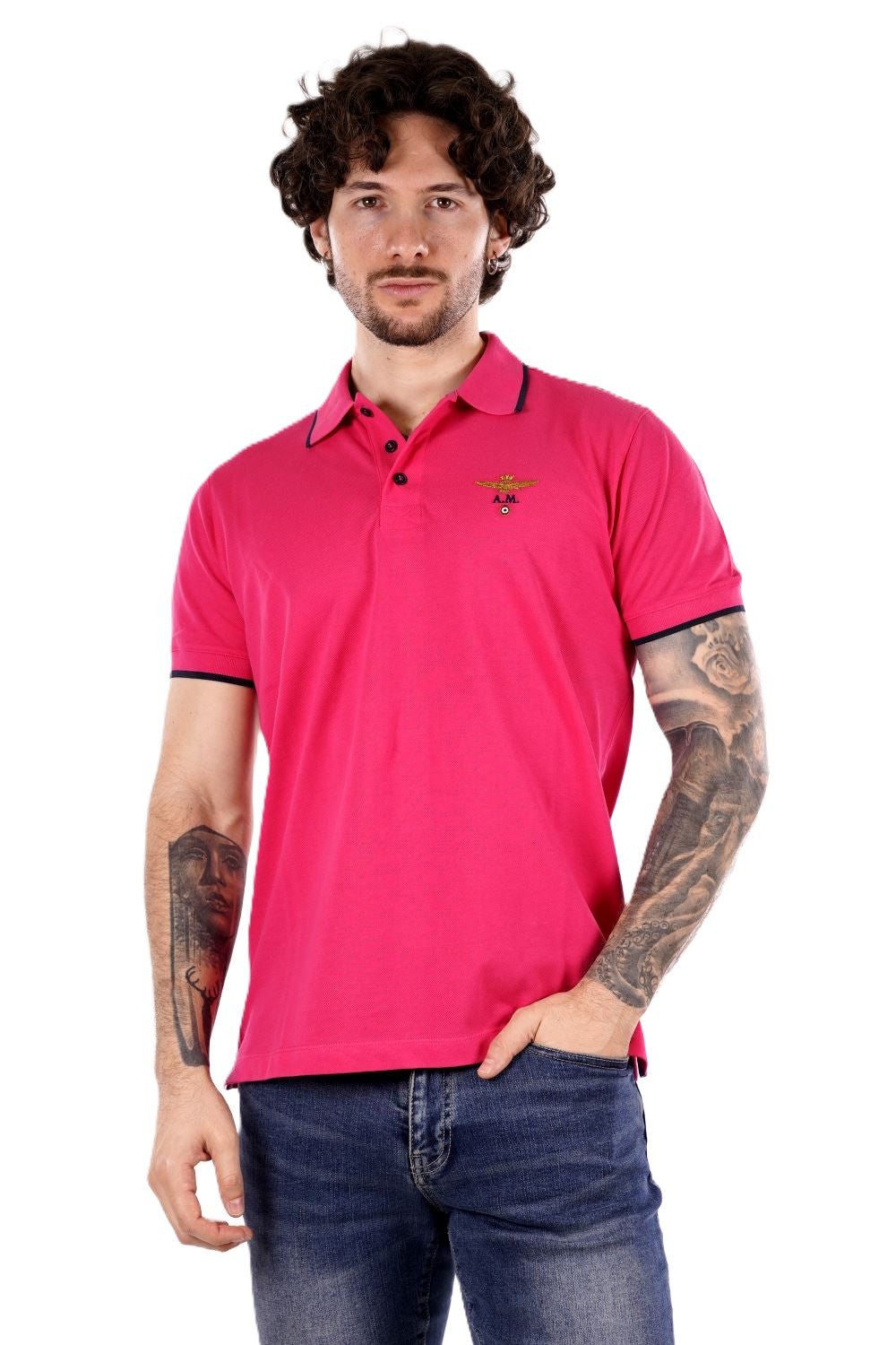 Polo maniche corte AERONAUTICA MILITARE da Uomo - rosa PO130819335 MAGENTA