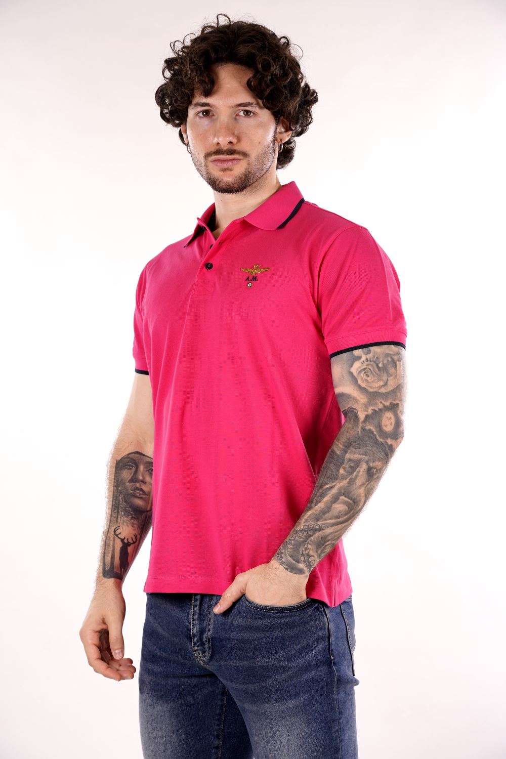 Polo maniche corte AERONAUTICA MILITARE da Uomo - rosa PO130819335 MAGENTA