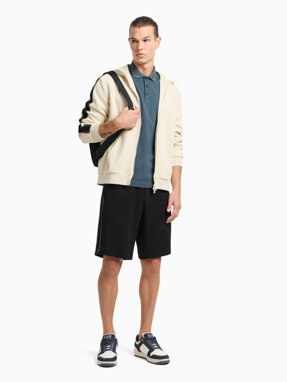 Felpa full zip cappuccio EA7 da Uomo - beige 7M000142AF12660U1079 BEIGE