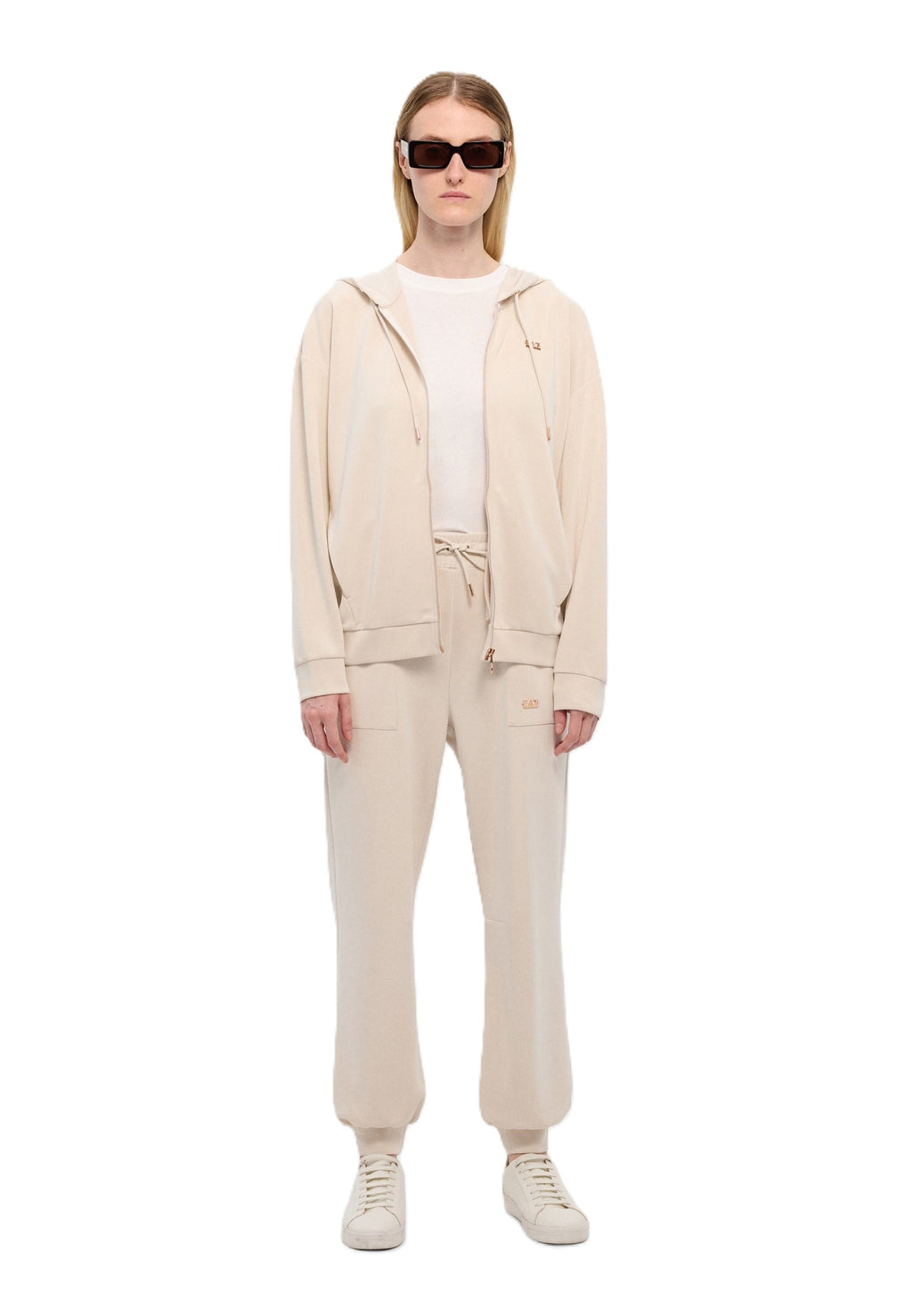 Felpa full zip cappuccio EA7 da Donna - beige 7W000192U1112 BURRO