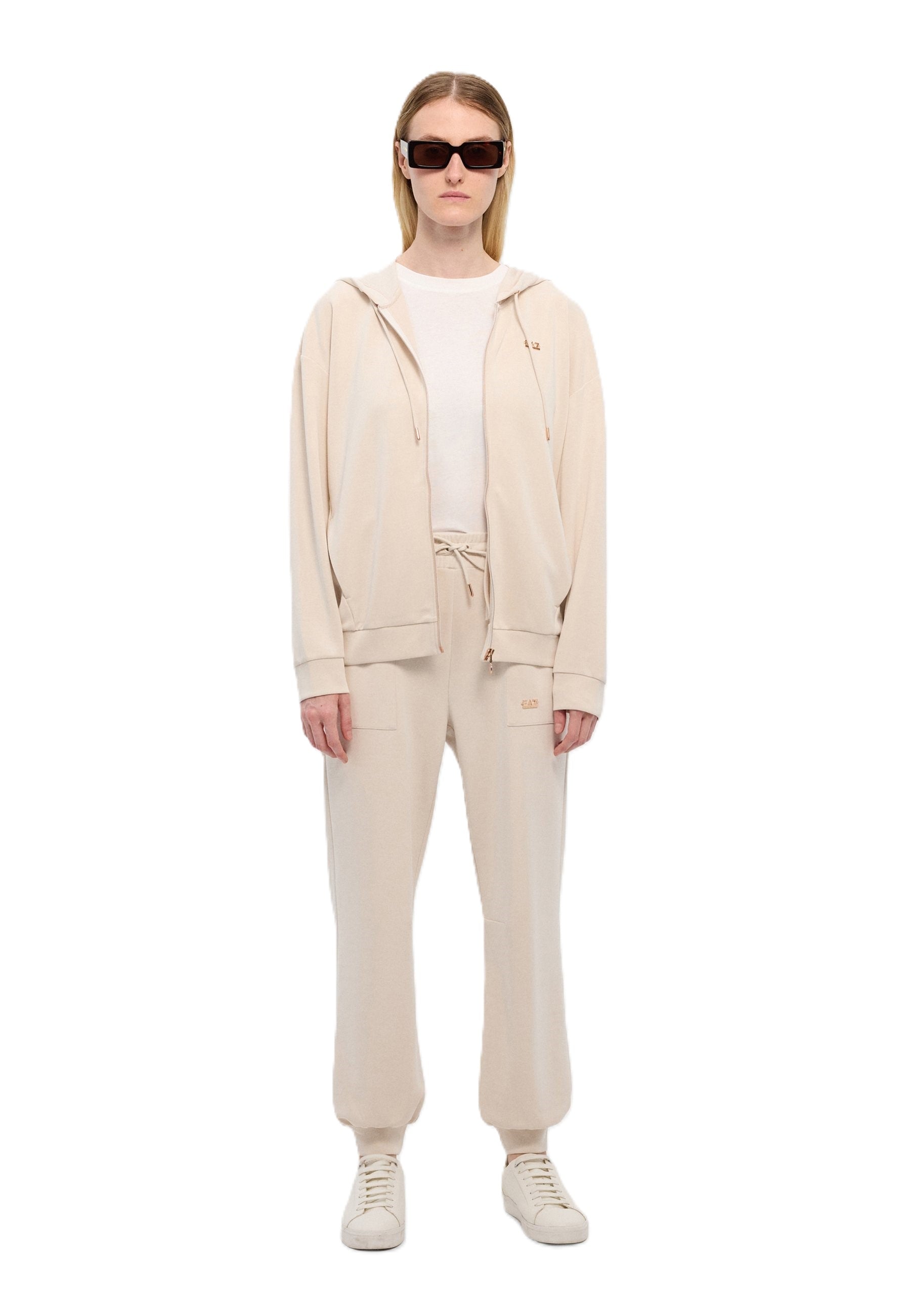 Felpa full zip cappuccio EA7 da Donna - beige 7W000192U1112 BURRO