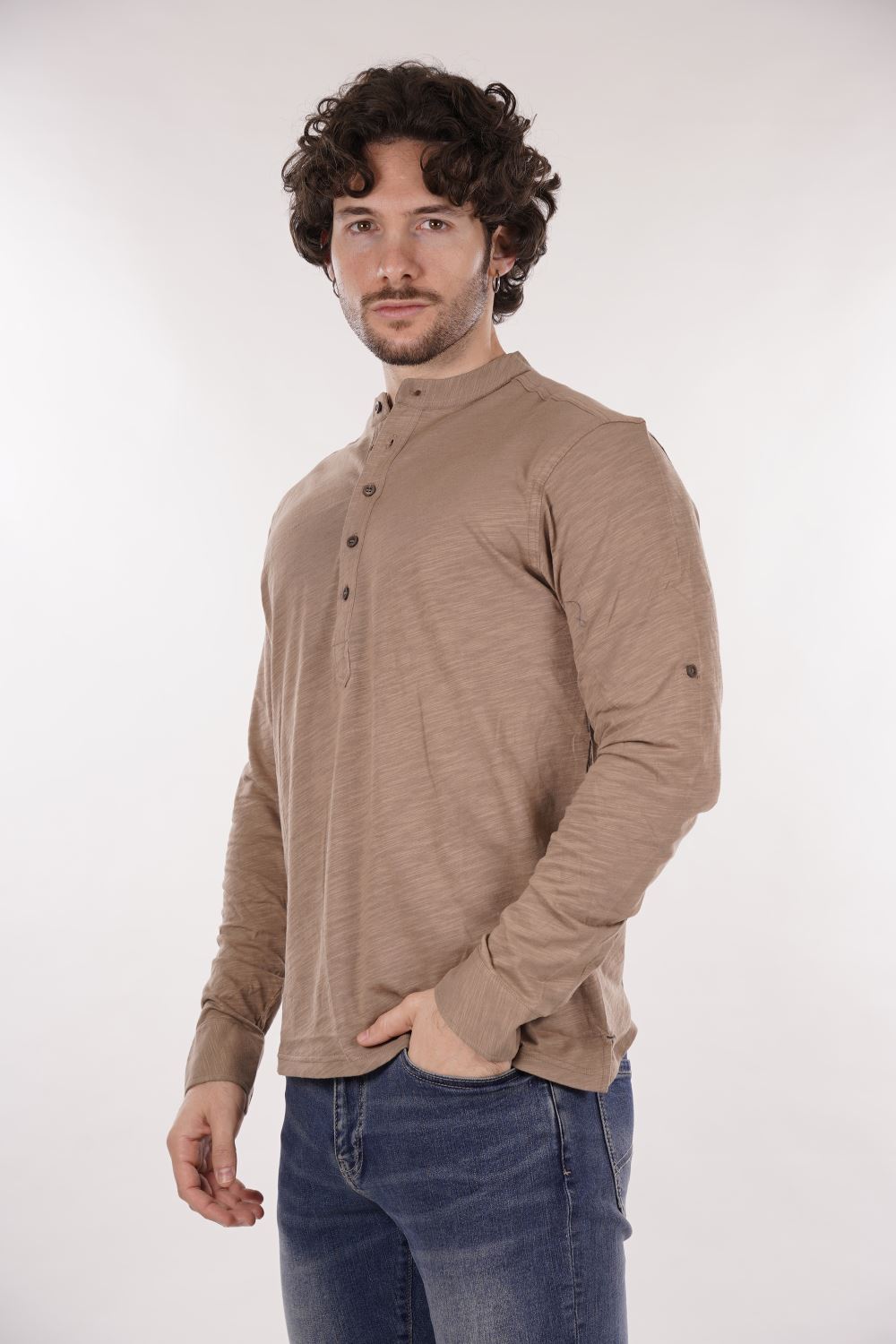 Long-shirt GIANNI LUPO da Uomo - beige GL1055F-S25CAMEL