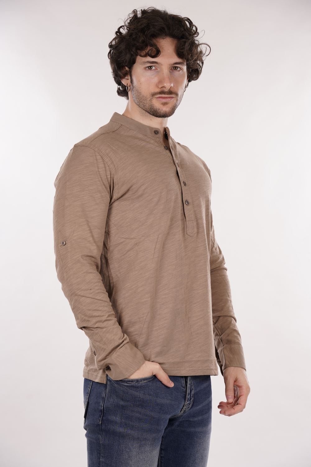 Long-shirt GIANNI LUPO da Uomo - beige GL1055F-S25CAMEL