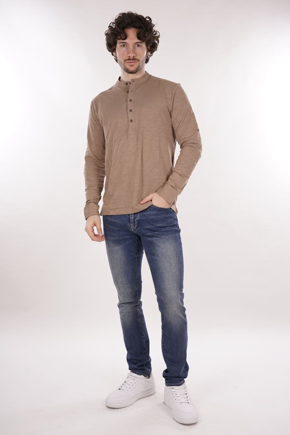 Long-shirt GIANNI LUPO da Uomo - beige GL1055F-S25CAMEL